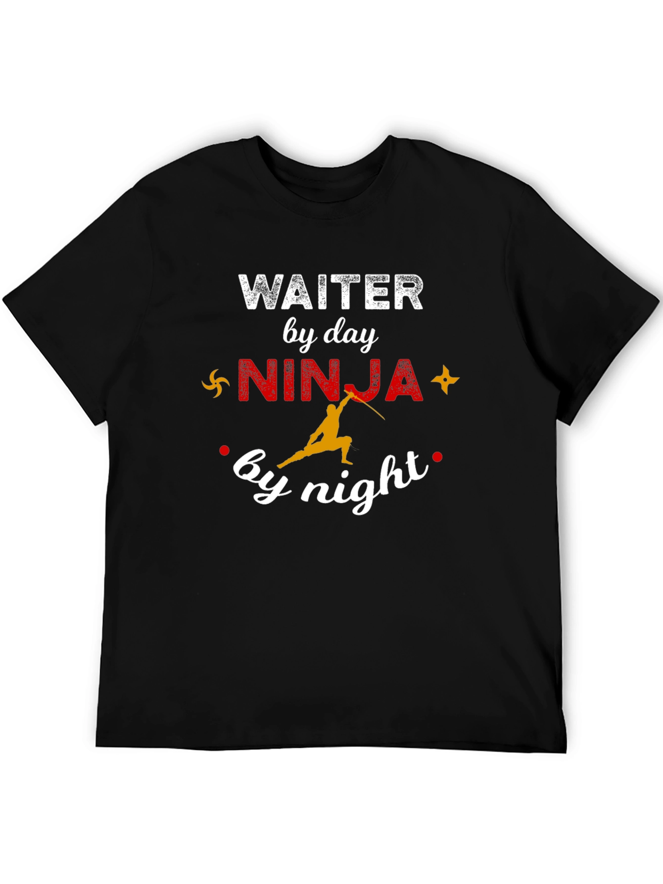 Black Waiter by Day Ninja by Night Graphic Tee view 5