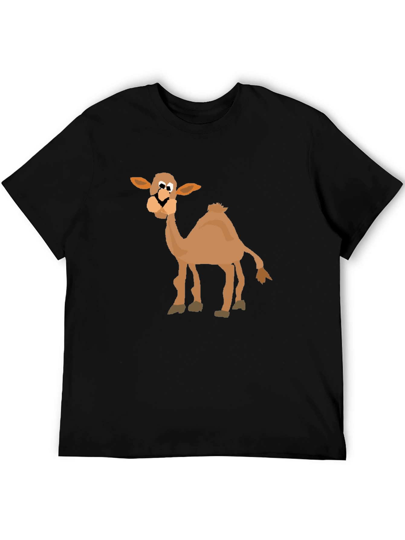 Black Cartoon Camel Graphic T-Shirt - Black Cotton Blend view 5