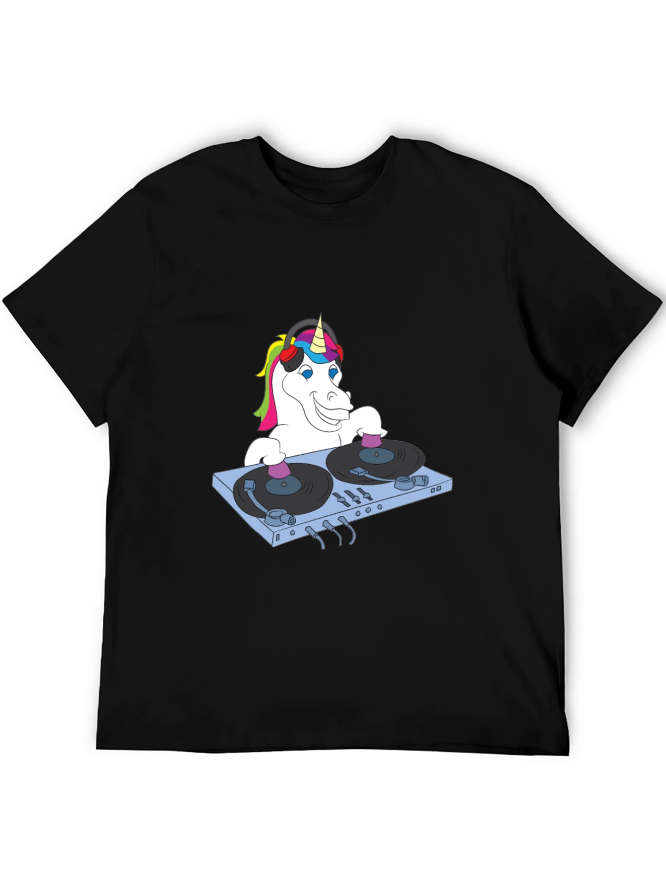 Black DJ Unicorn Graphic T-Shirt - Funky Music Lover Tee view 5