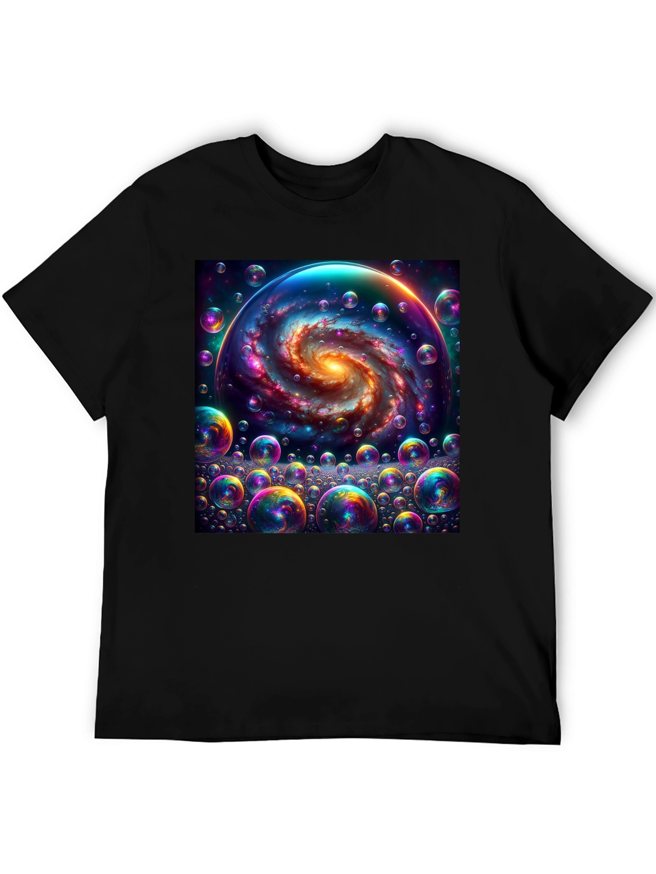 Black Galaxy Bubbles Graphic Tee - Cosmic Style view 5