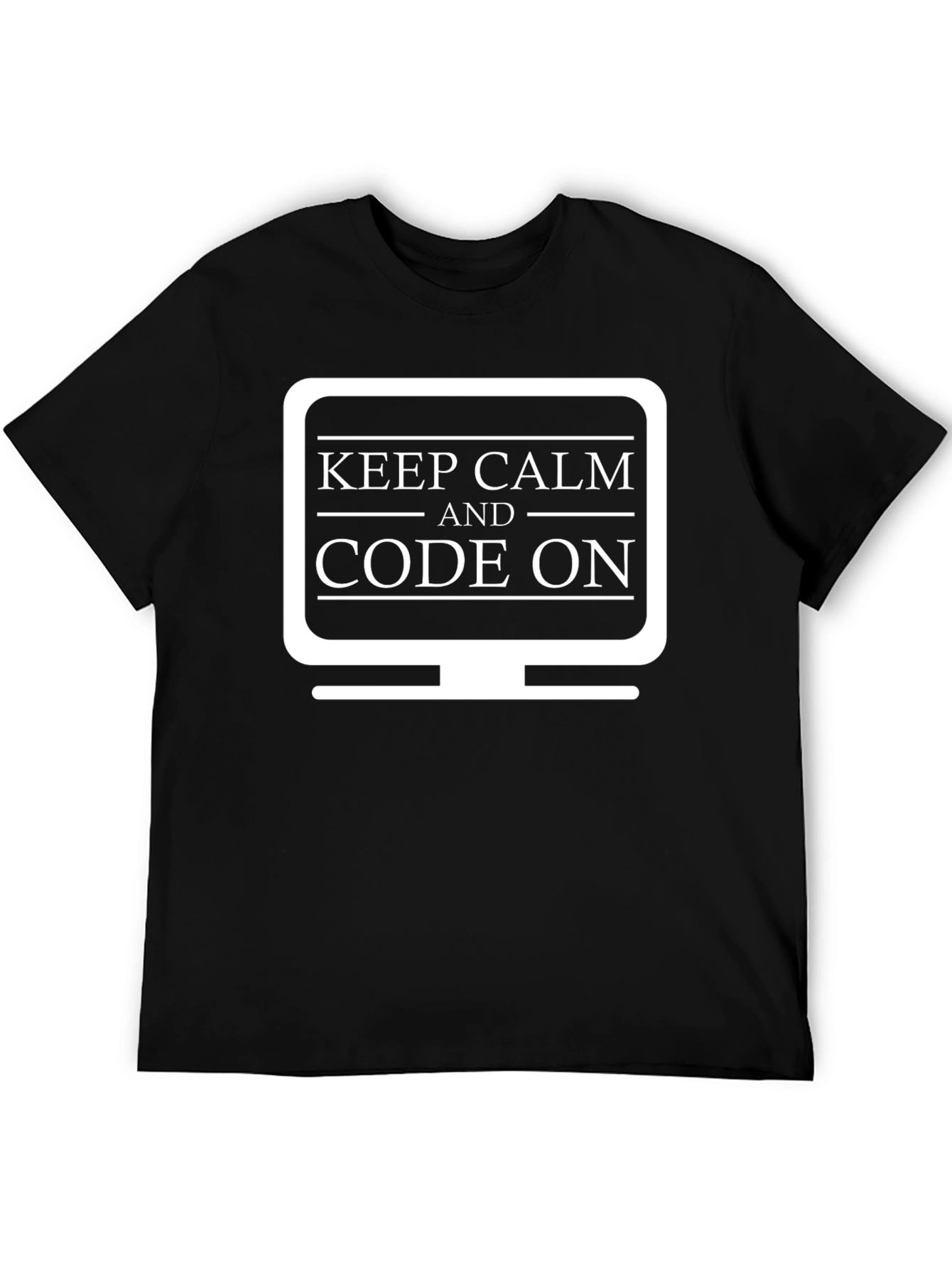 Black Keep Calm Code On Programmer T-Shirt view 5
