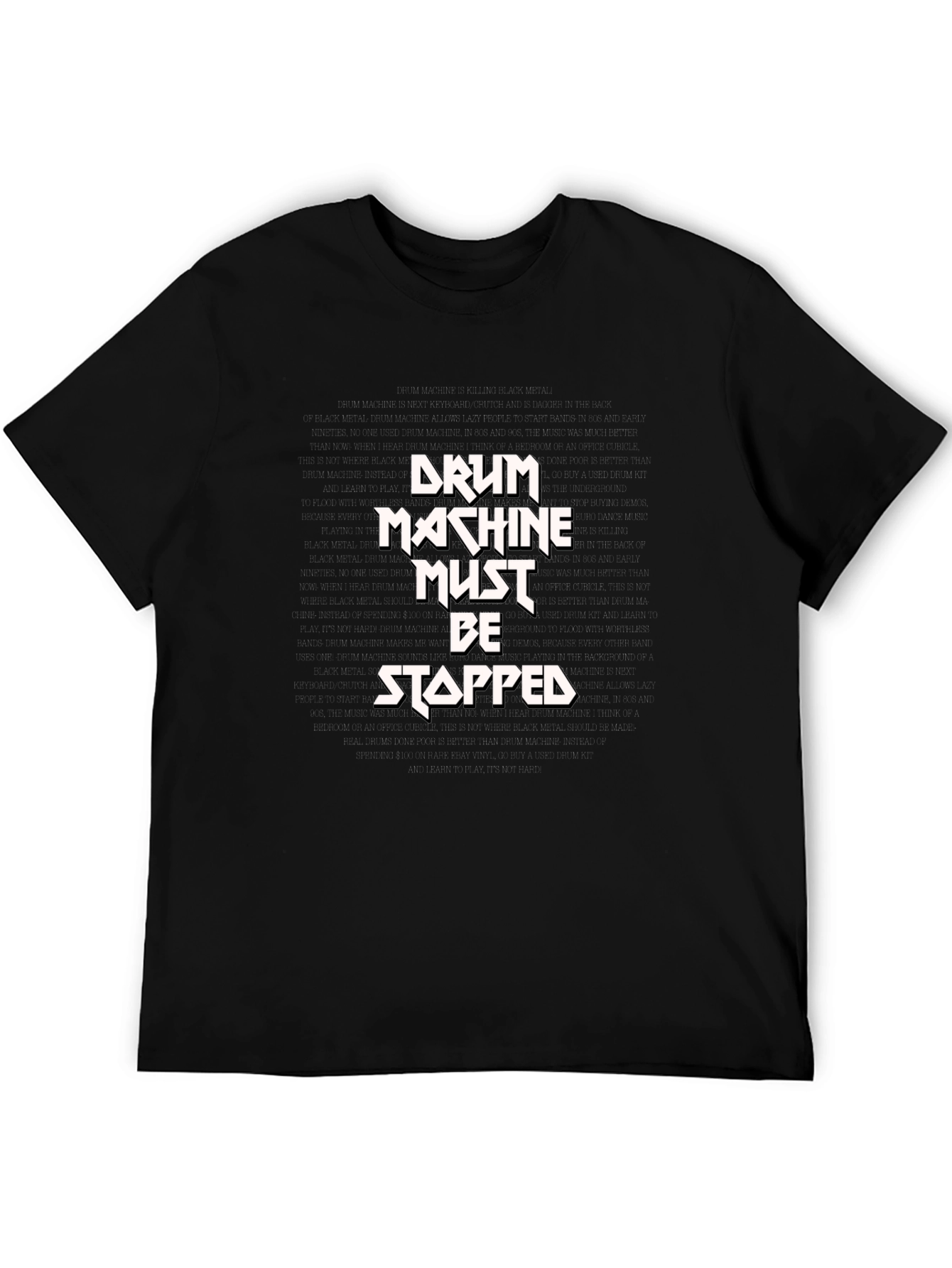 Black Drum Machine Must Be Stopped Graphic Tee view 5
