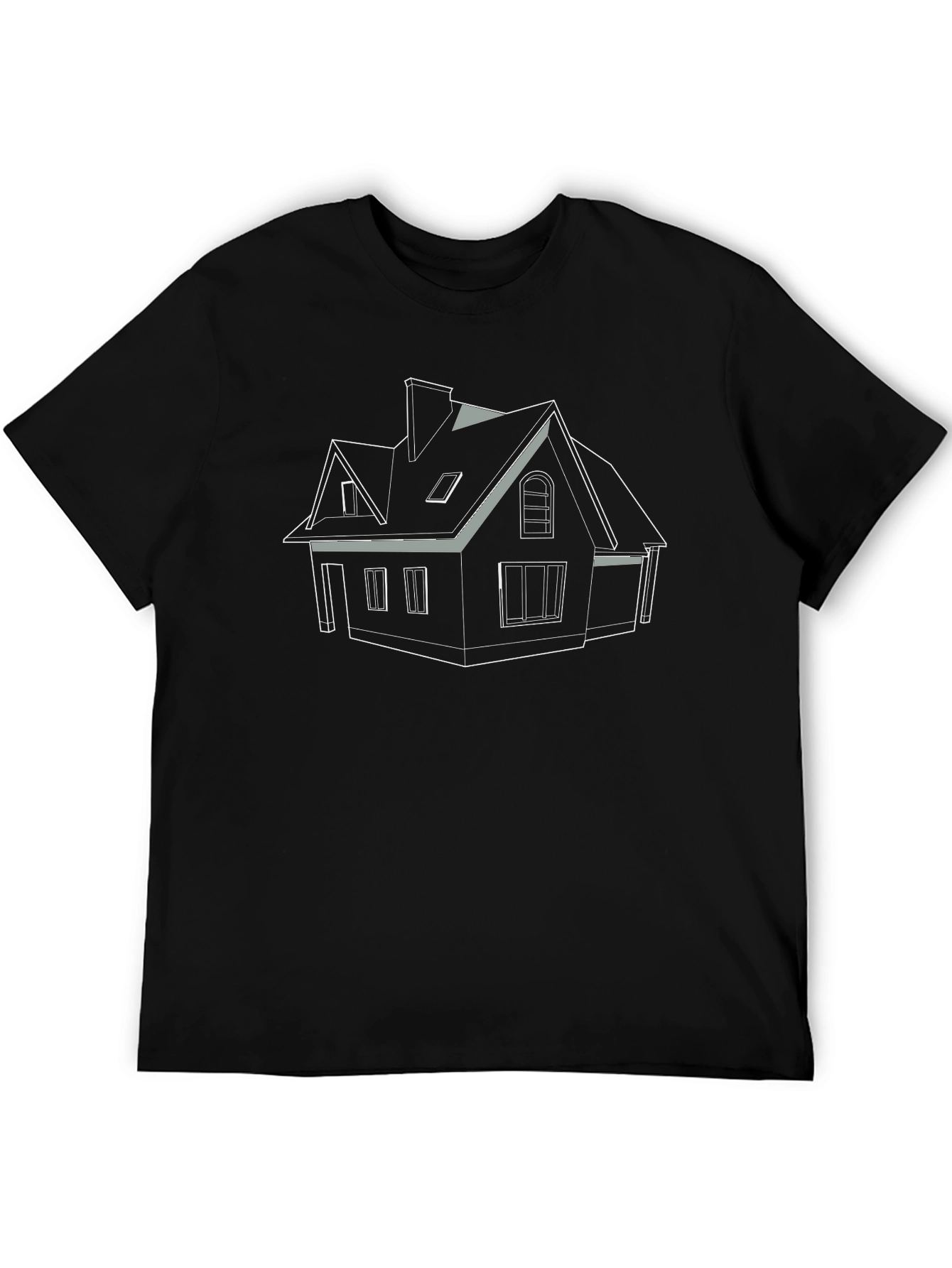 Black Architectural House Design Black T-Shirt view 5