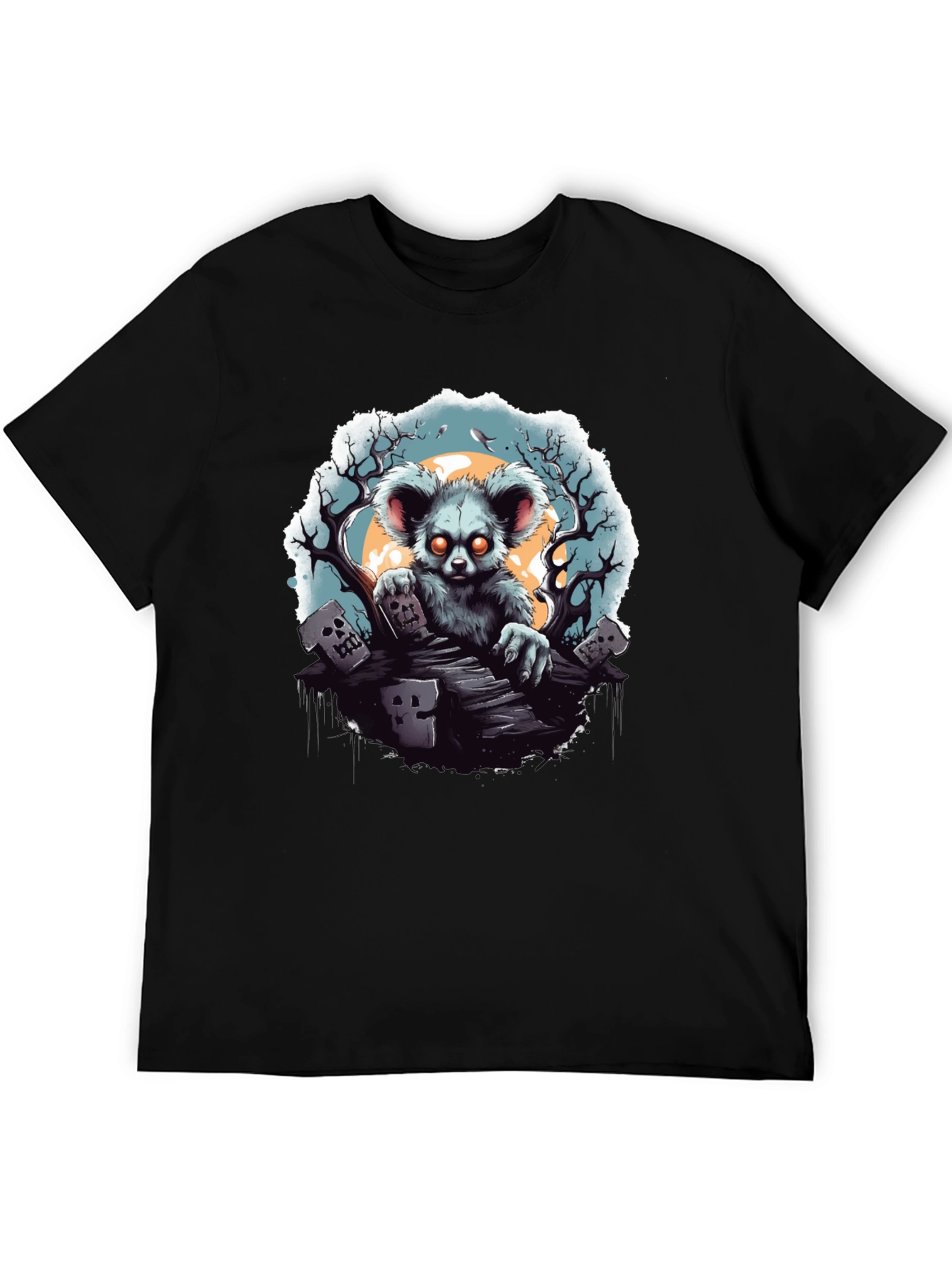 Black Zombie Koala T-Shirt - Spooky Graveyard Design view 5