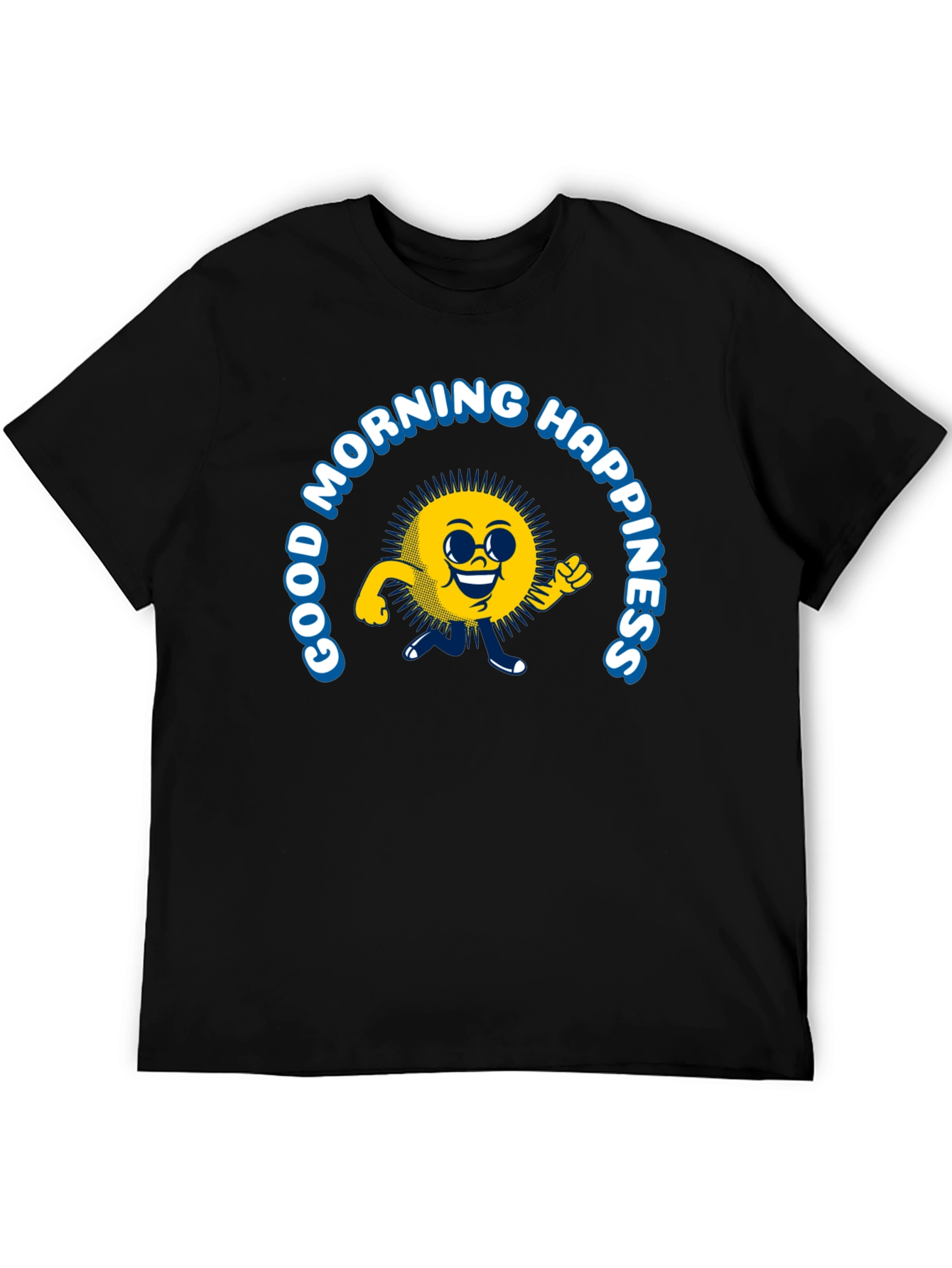 Black Good Morning Happiness T-Shirt - Black view 5