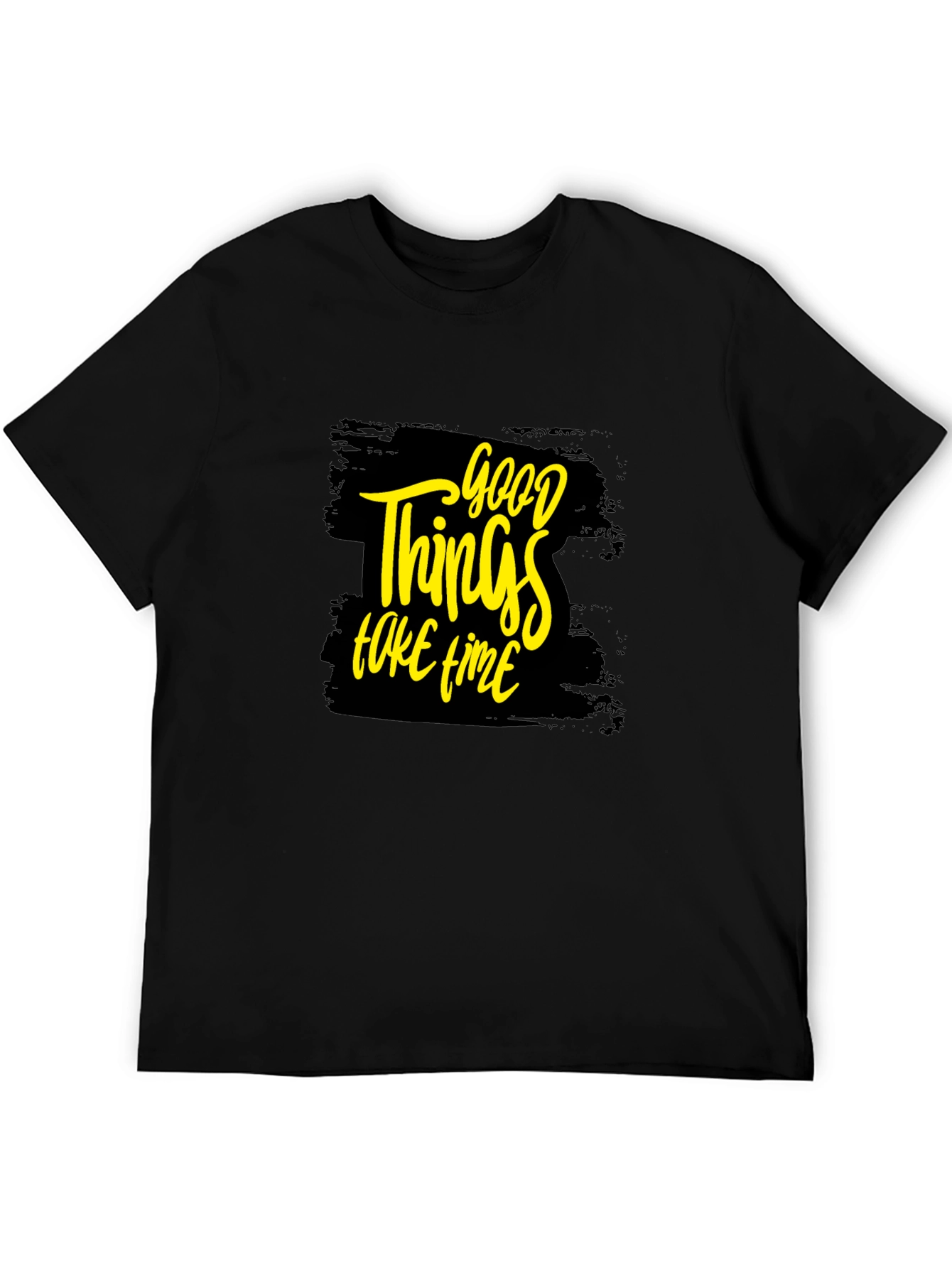 Black Good Things Take Time T-Shirt - Black view 5
