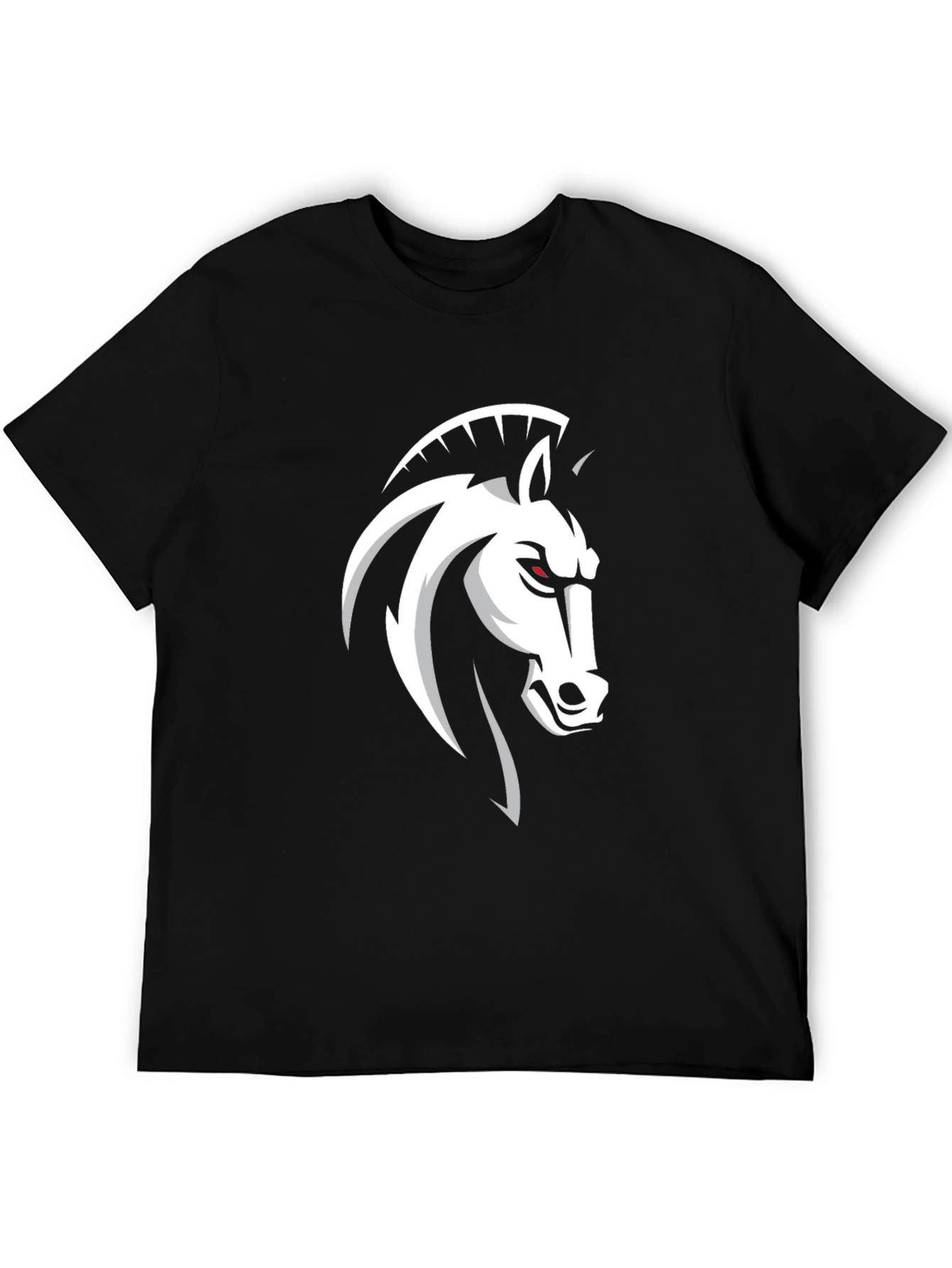 Black Men's Black Horse Head Graphic T-Shirt view 5