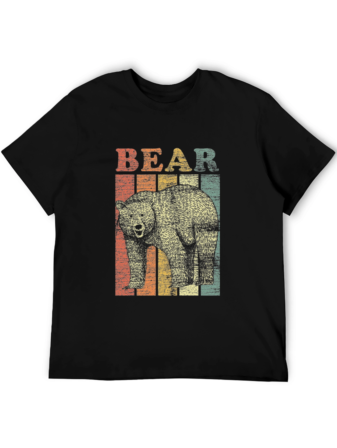Black Retro Bear Graphic T-Shirt - Unisex Black Tee view 5