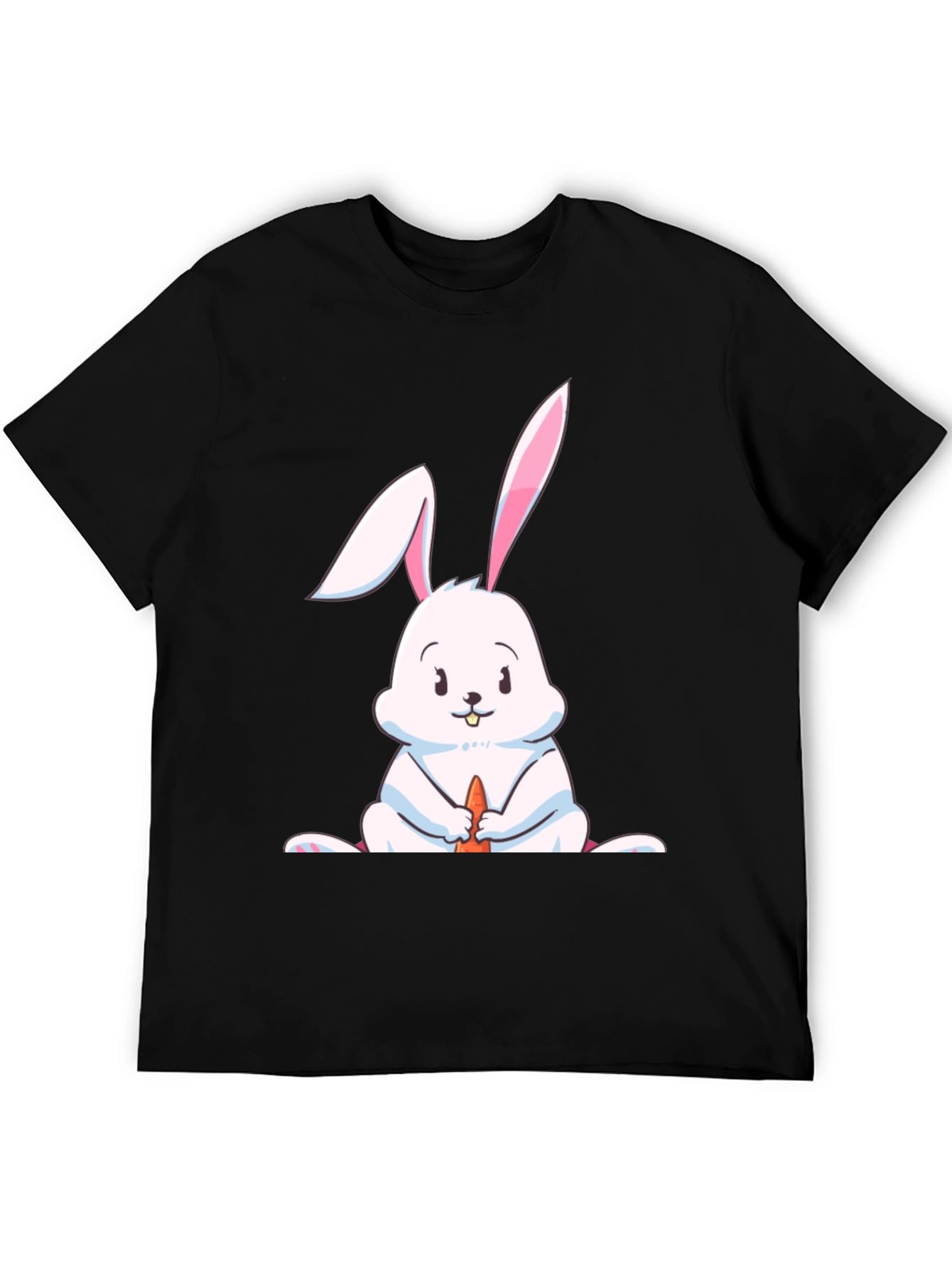 Black Cute Rabbit Graphic Tee - Black Cotton Blend view 5