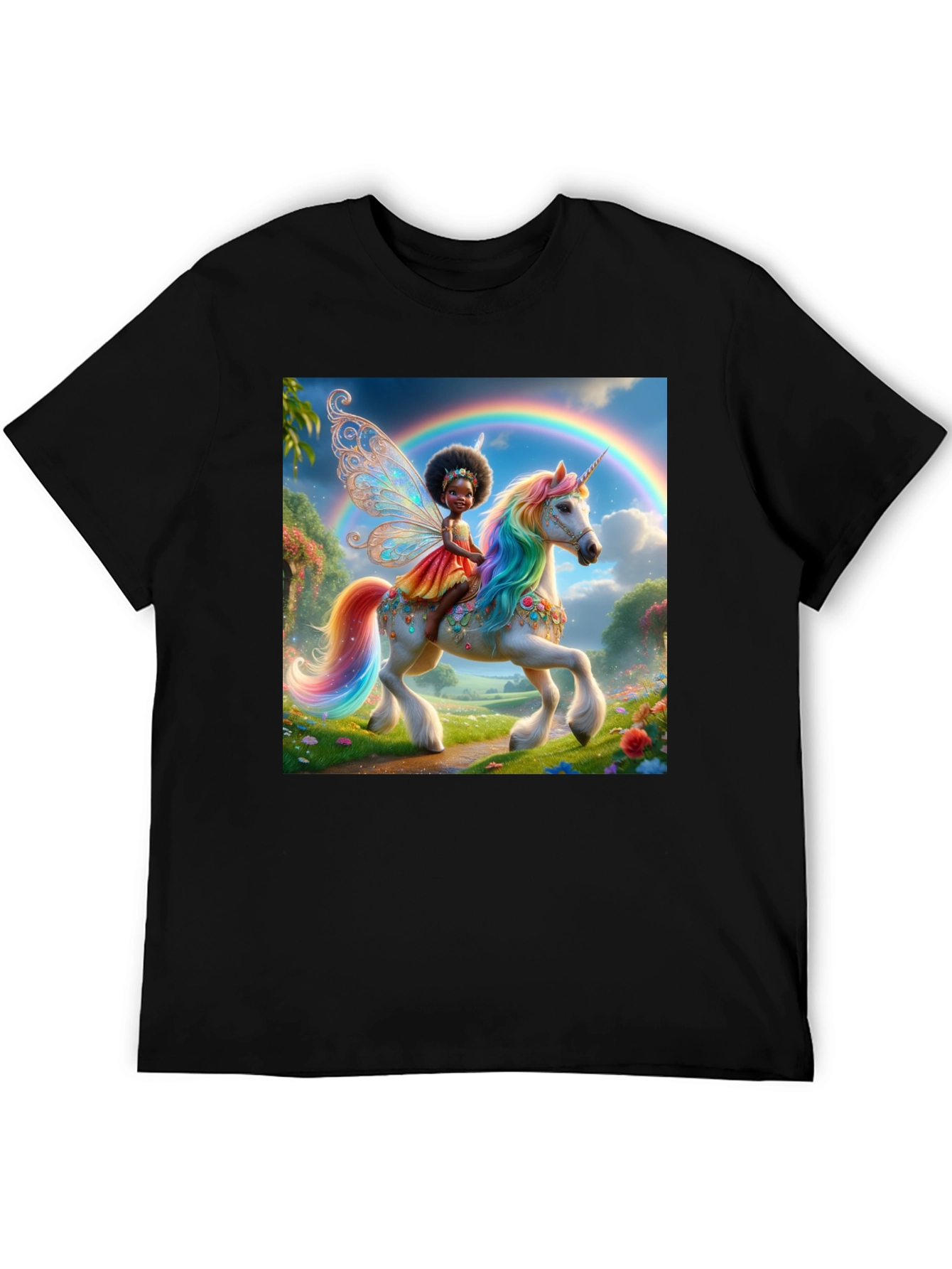 Black Unicorn Fairy Graphic Tee - Black view 5