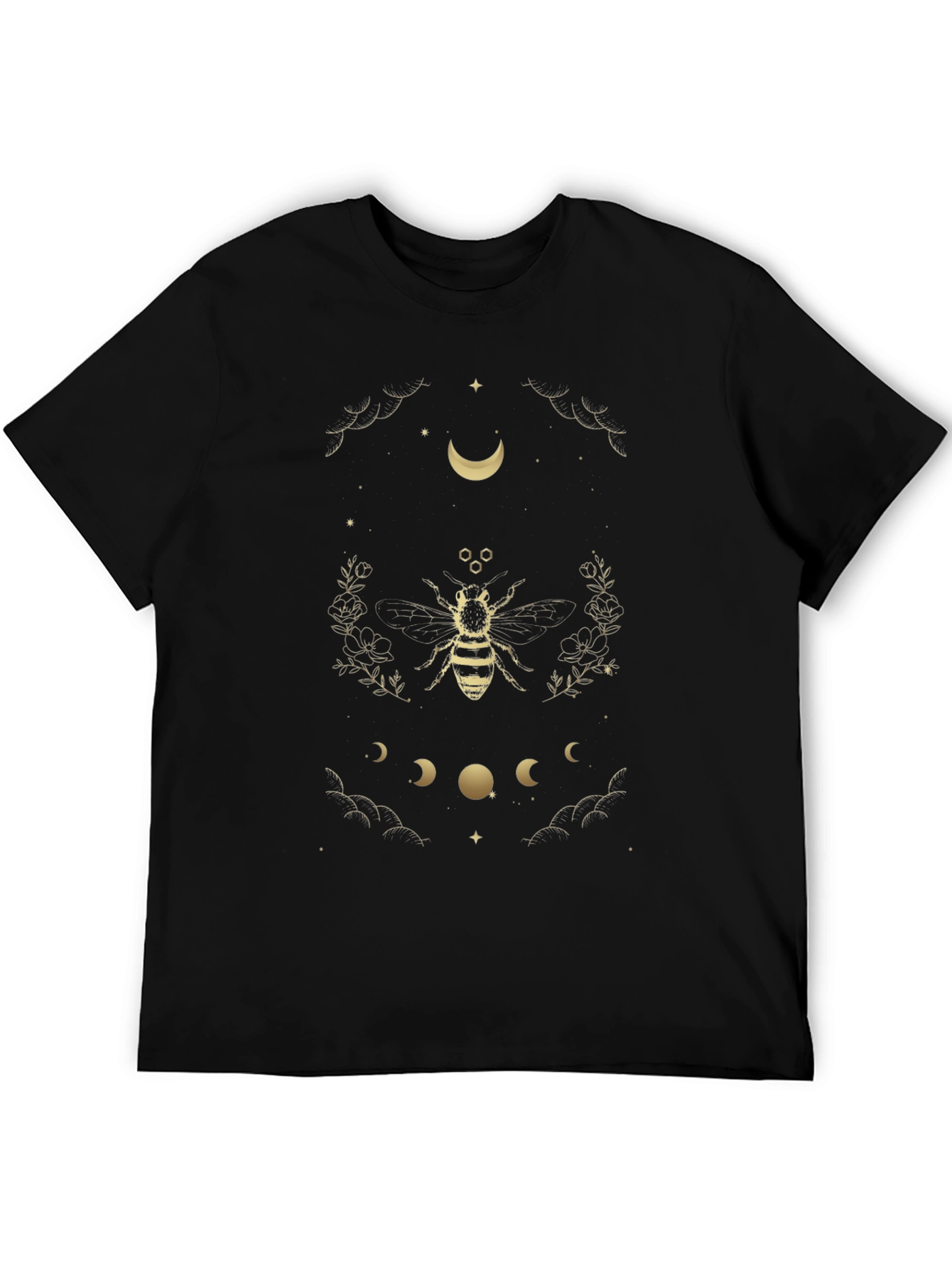 Black Celestial Bee Graphic Tee - Black Cotton T-Shirt view 5