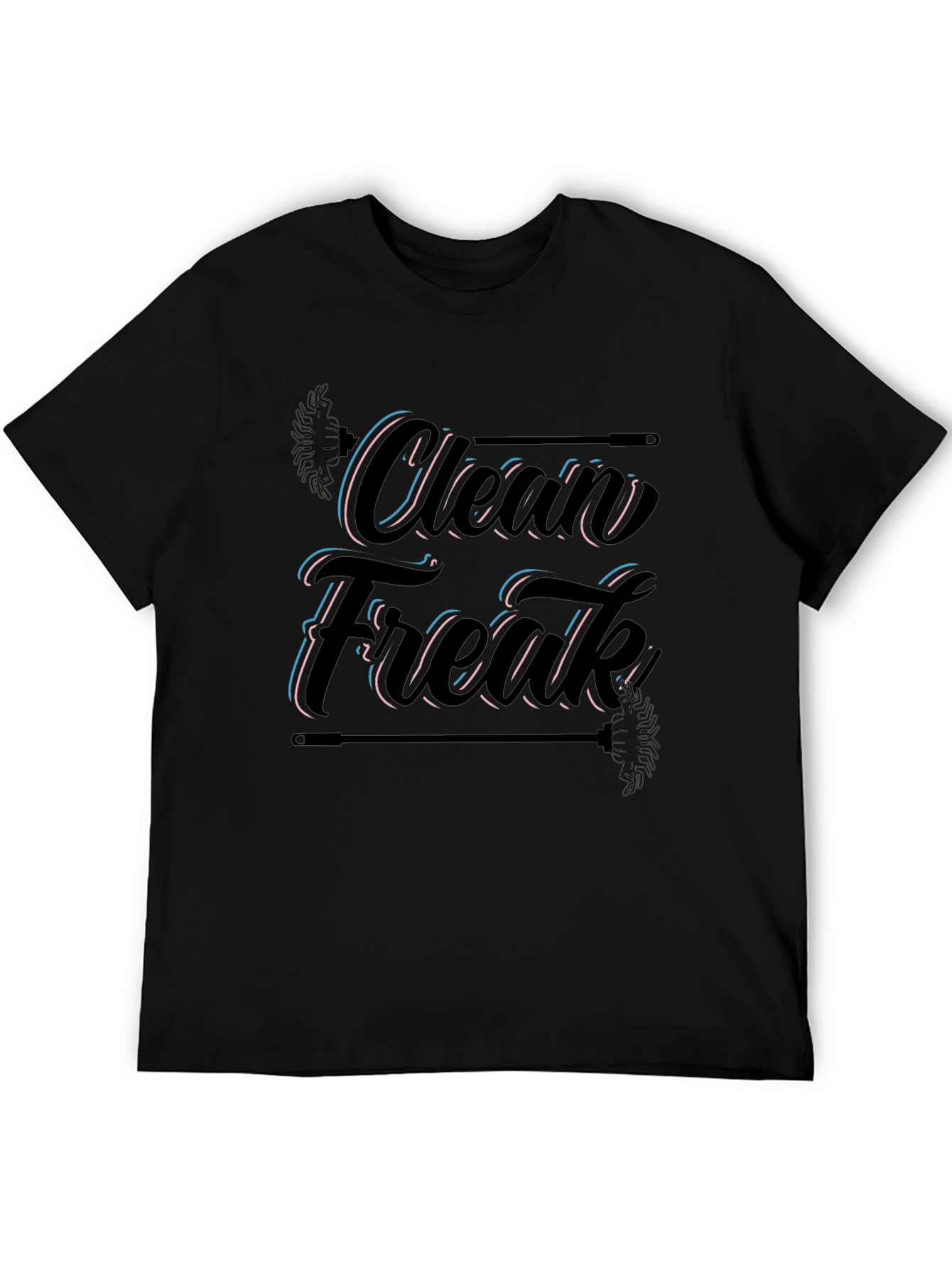 Black Clean Freak Graphic Tee - Black Cotton Blend view 5