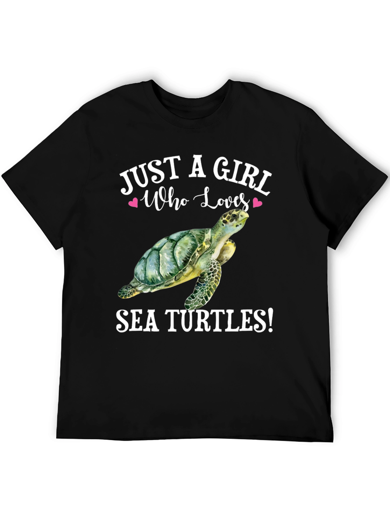 Black Just a Girl Who Loves Sea Turtles T-Shirt view 5
