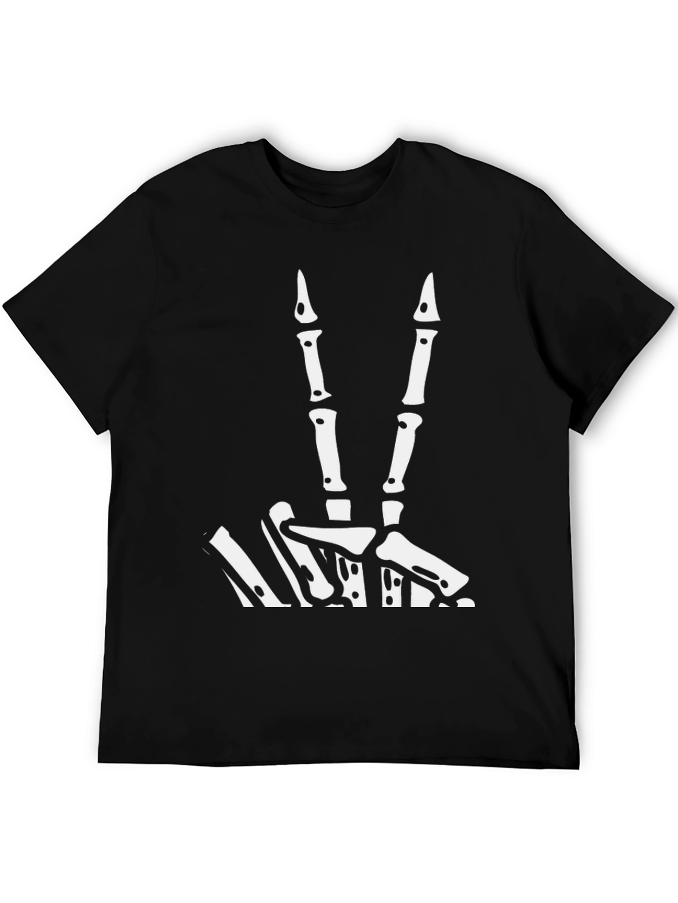 Skeleton Hand Peace Sign Graphic Tee - Black - 5