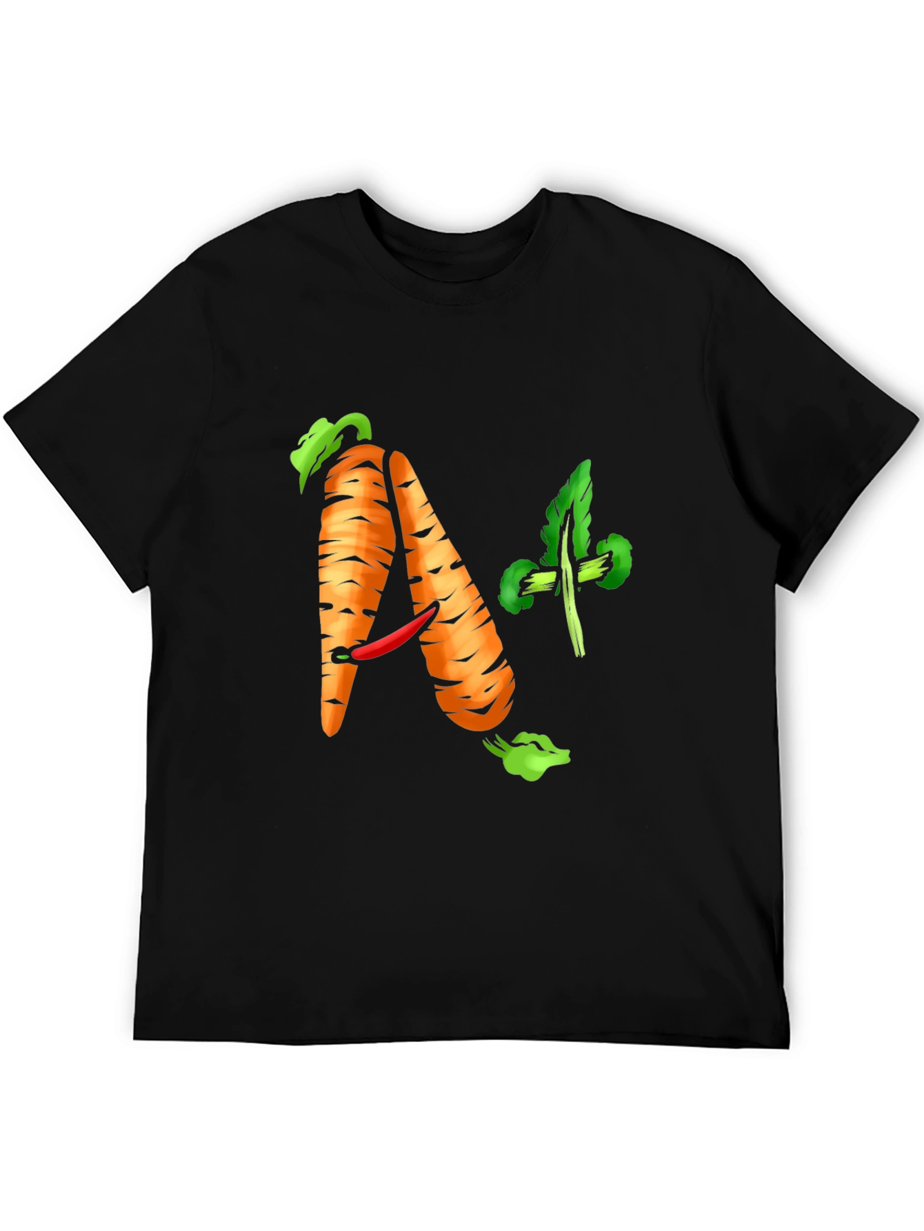 Black A+ Carrot Tee - Healthy & Funny Shirt view 5