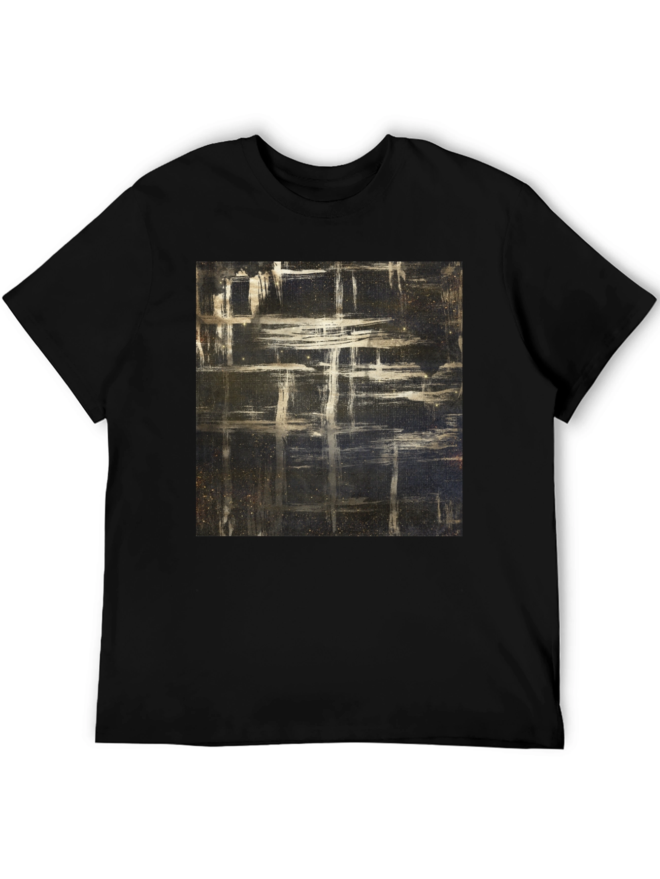 Black Abstract Grid Graphic T-Shirt - Black view 5