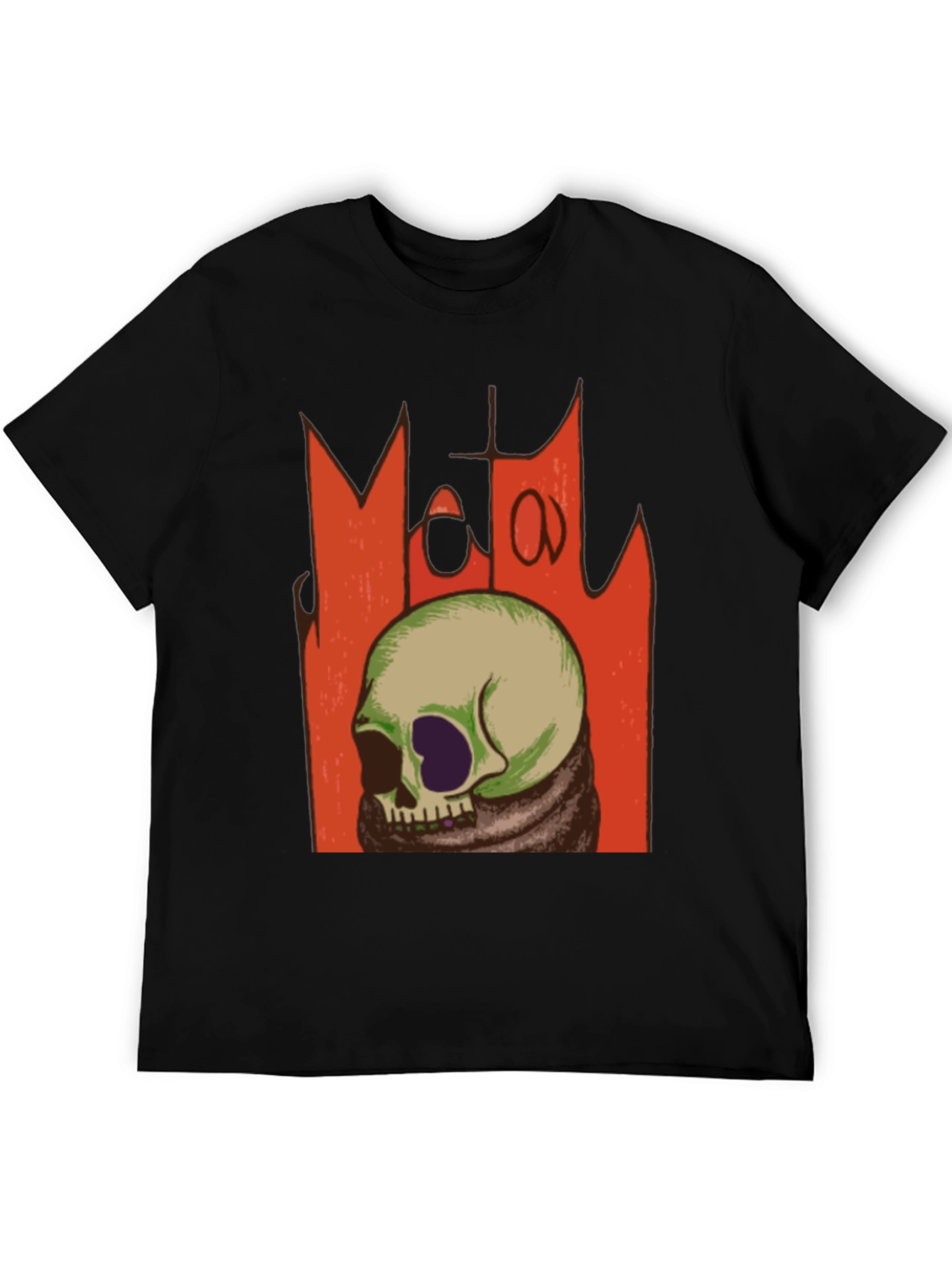 Black Skull Graphic Black T-Shirt - Grunge Metal Aesthetic view 5