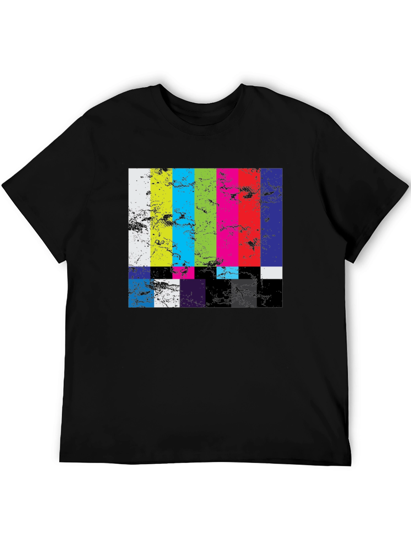 Black Retro TV Test Pattern Graphic Tee - Black view 5