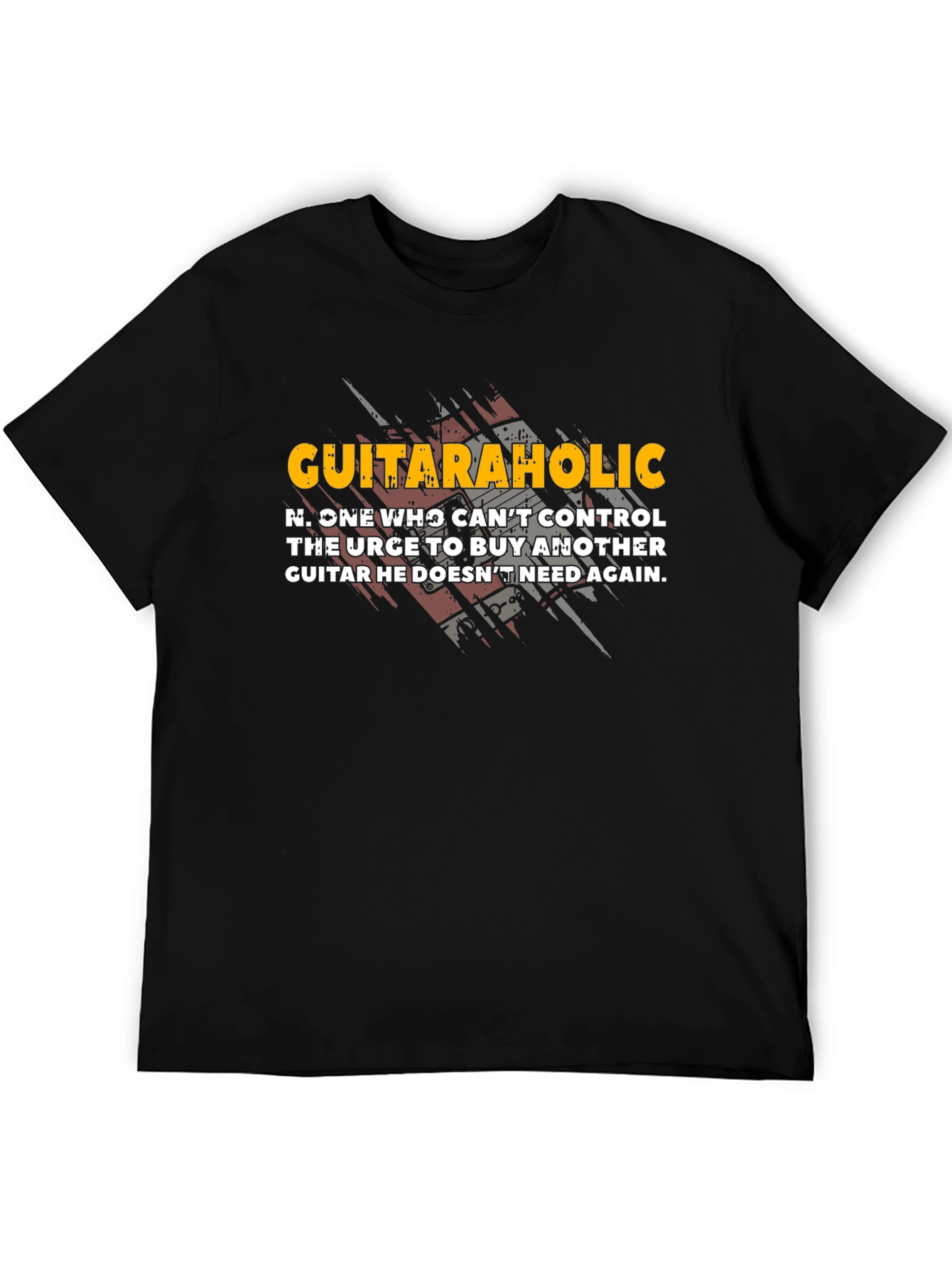 Black Guitaraholic T-Shirt - Funny Guitar Player Gift view 5