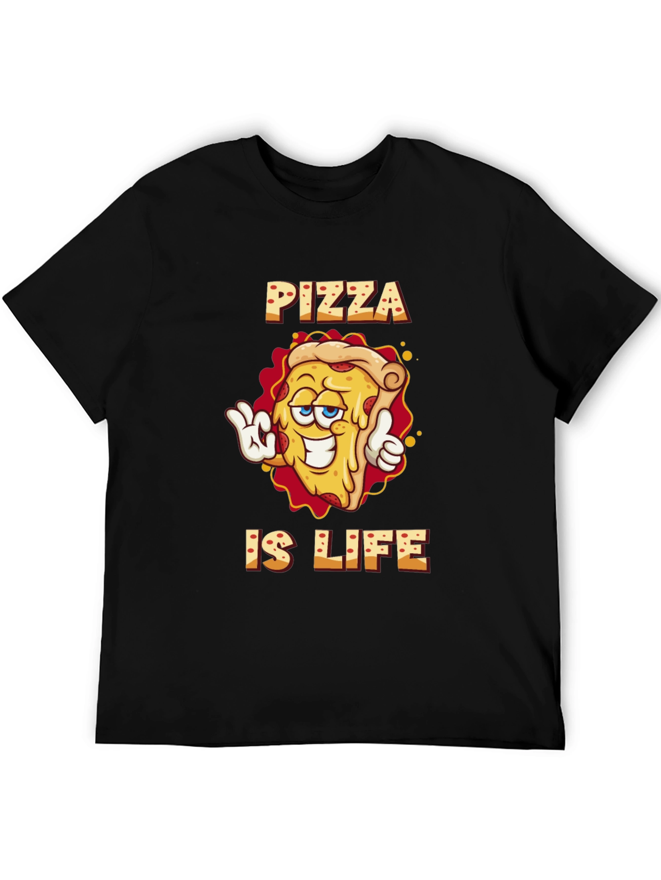 Black Pizza is Life Graphic Black T-Shirt view 5