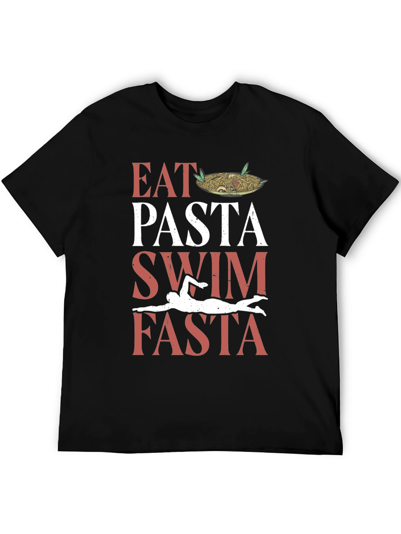 Black Eat Pasta Swim Fasta Graphic Tee view 5