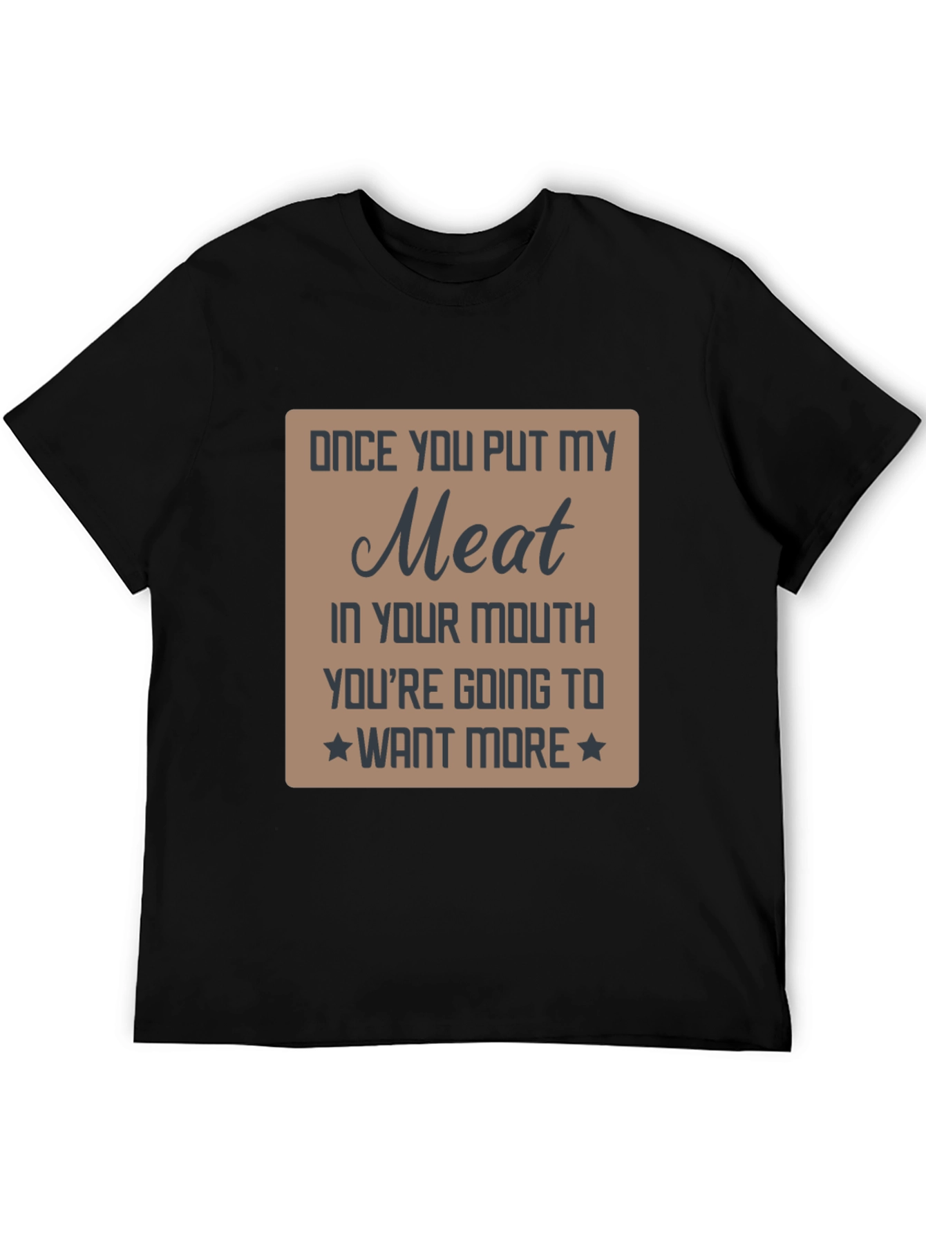 Black Funny "Meat" Graphic Novelty T-Shirt view 5
