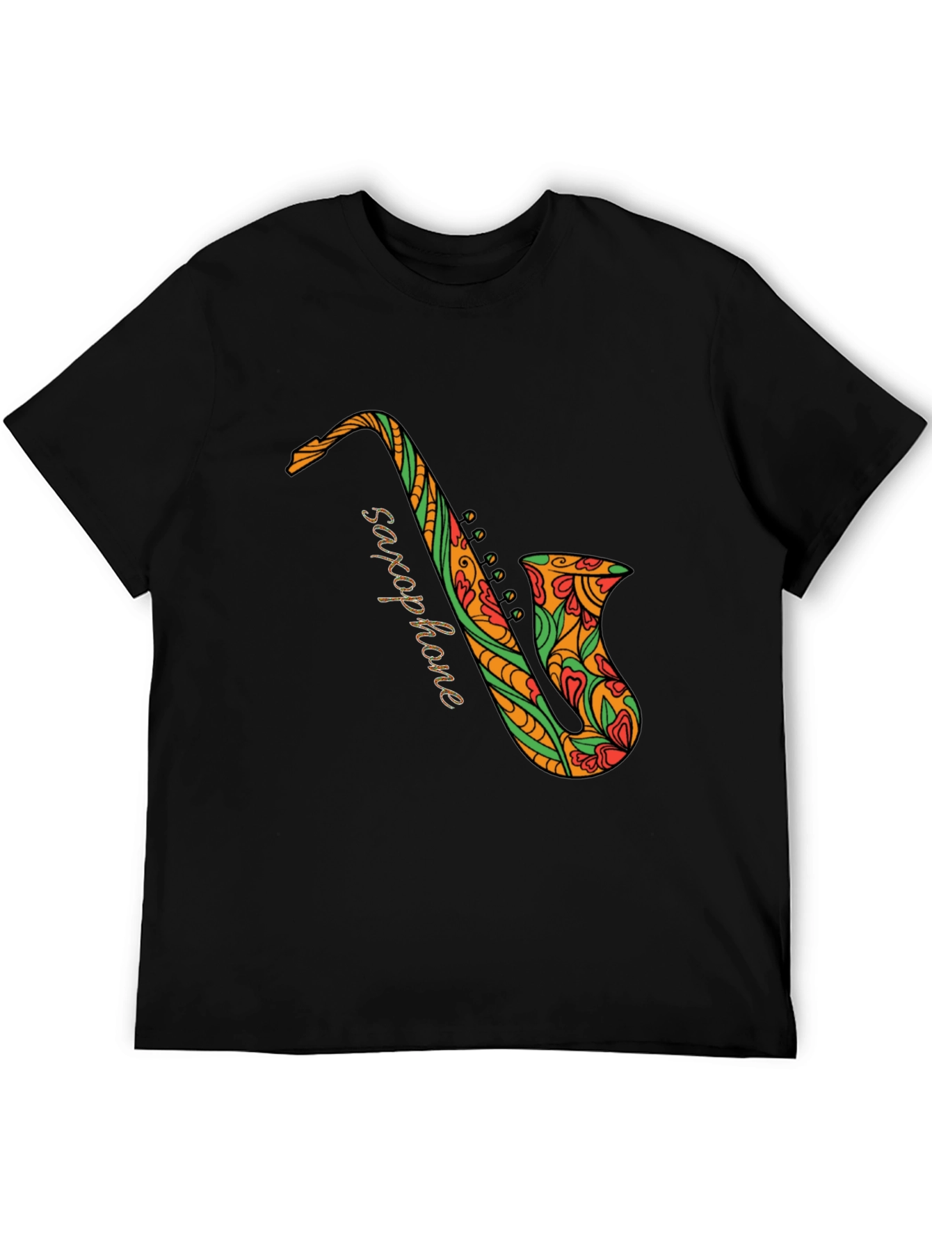 Black Black Saxophone Floral Graphic Tee view 5