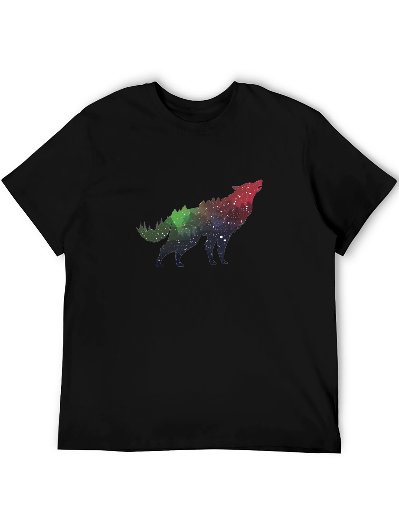 Wolf Galaxy Print Black T-Shirt - 5