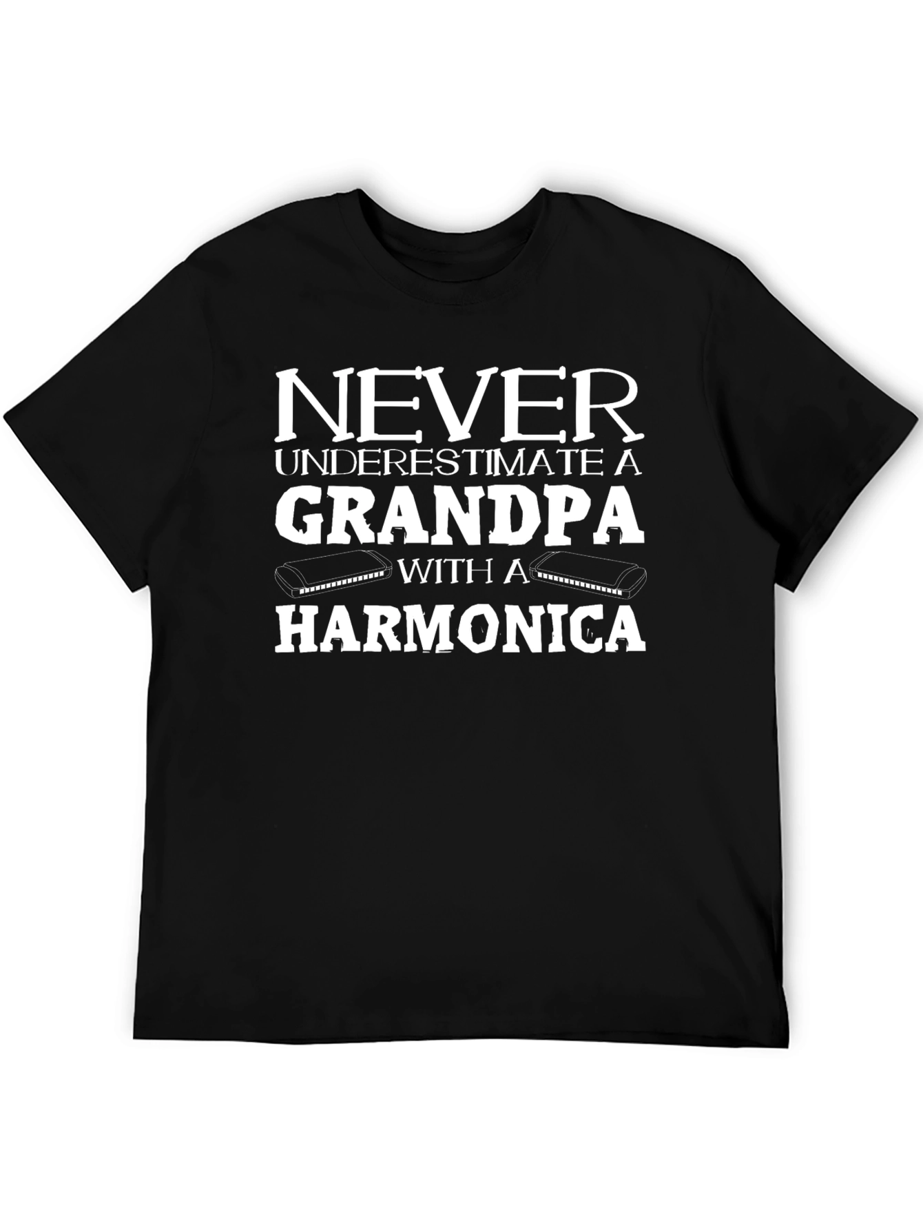 Black Grandpa Harmonica T-Shirt: Never Underestimate! view 5