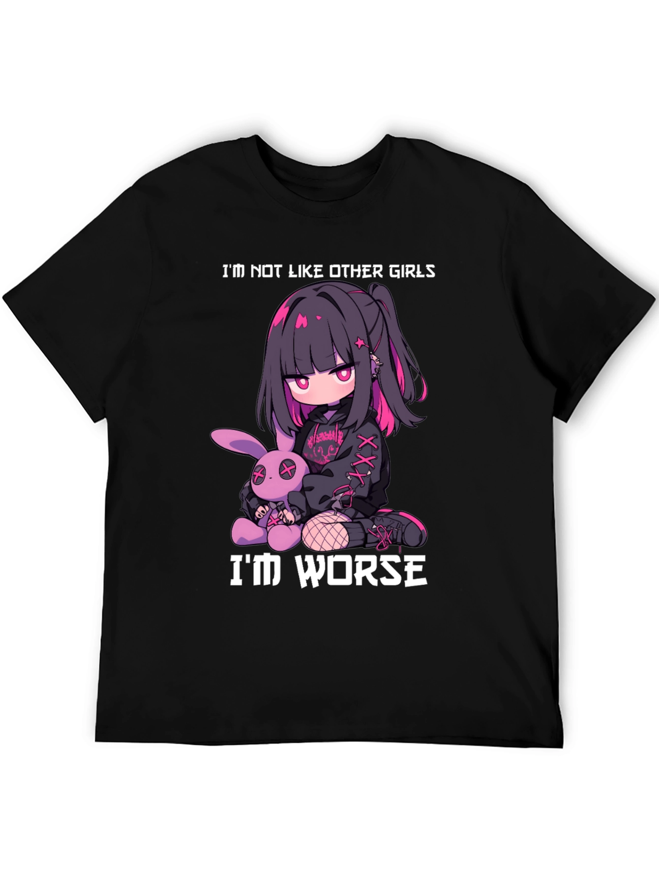 Black I'm Not Like Other Girls - Goth Anime T-Shirt view 5