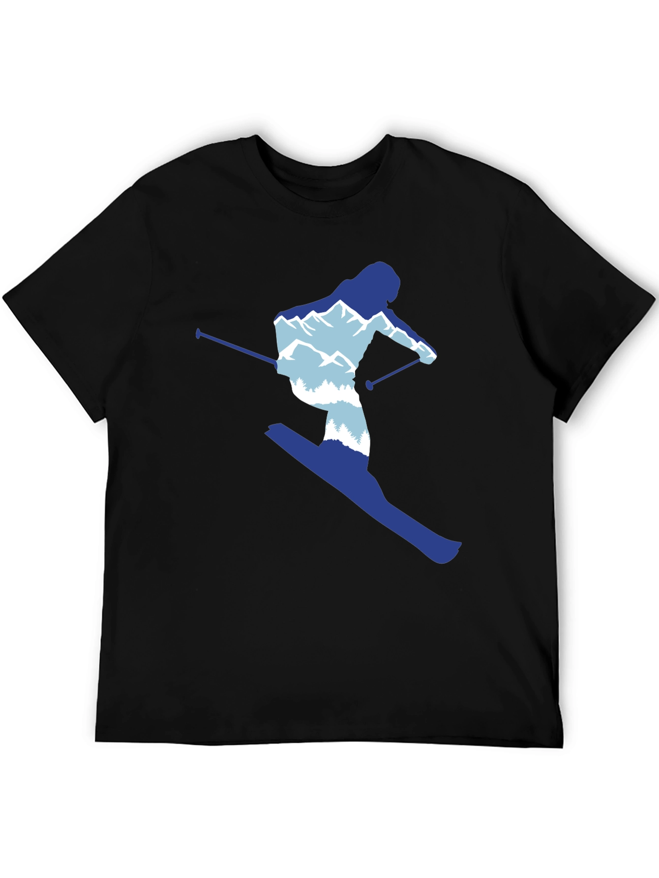 Black Skier Graphic Tee - Mountain Lover's T-Shirt view 5
