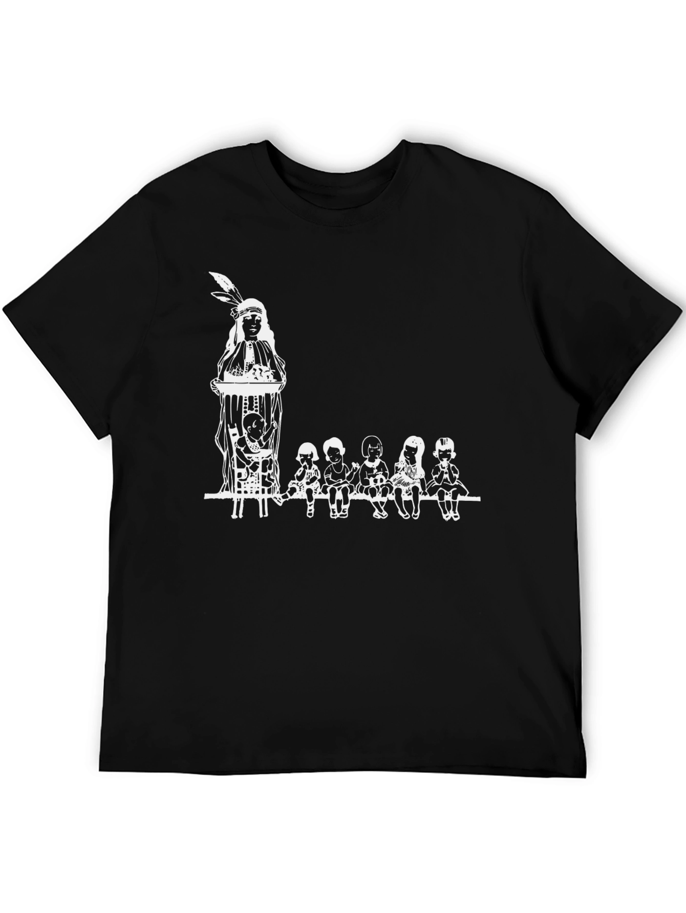 Black Graphic Tee with Native American Design view 5