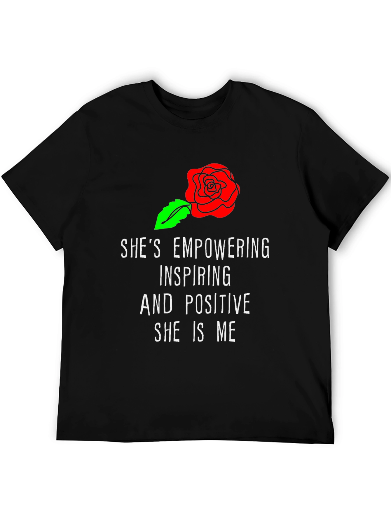 Black Empowering Rose Graphic Tee - Inspirational Women's Shirt view 5