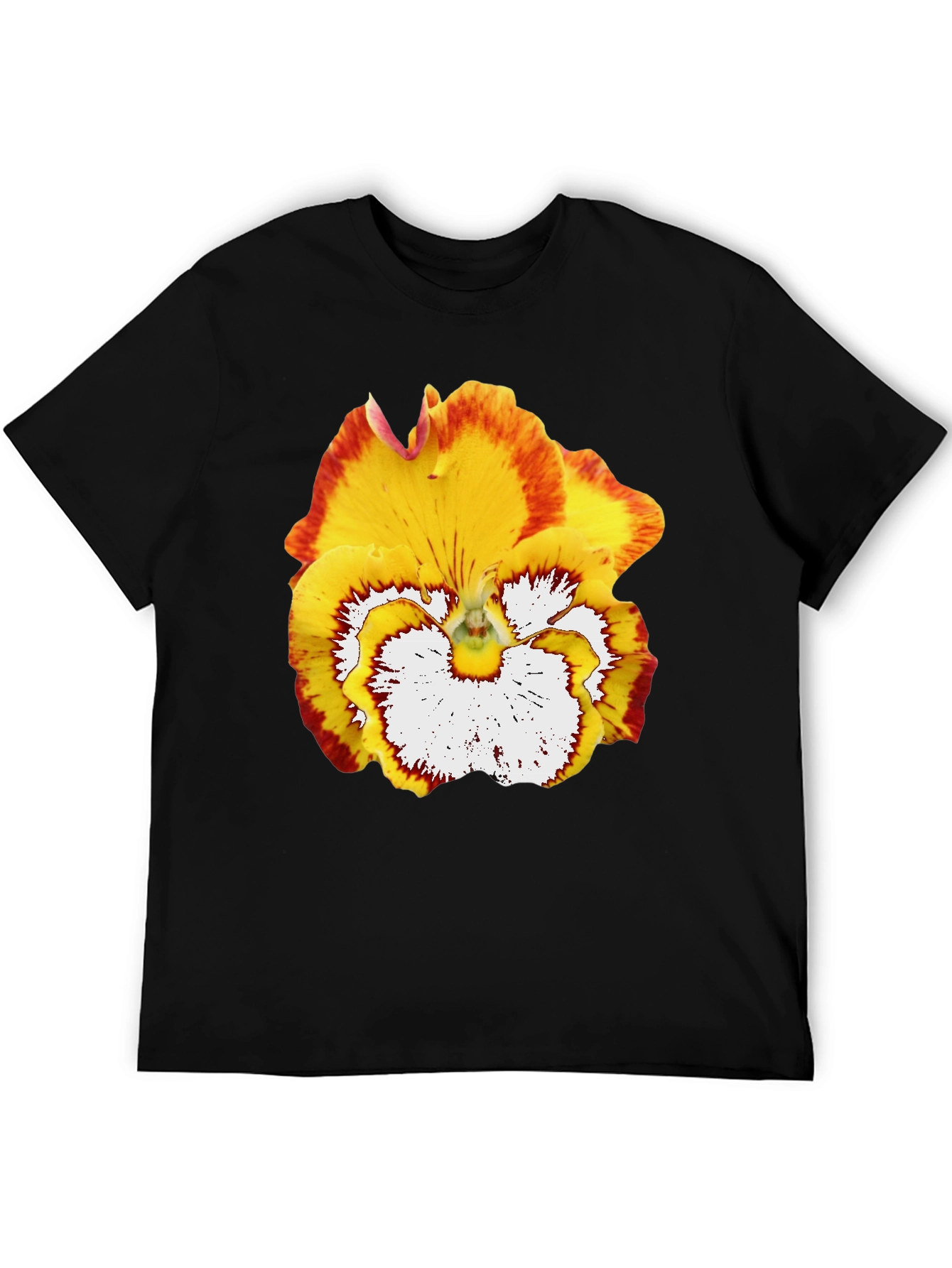 Black Floral Graphic Tee - Pansy Design view 5