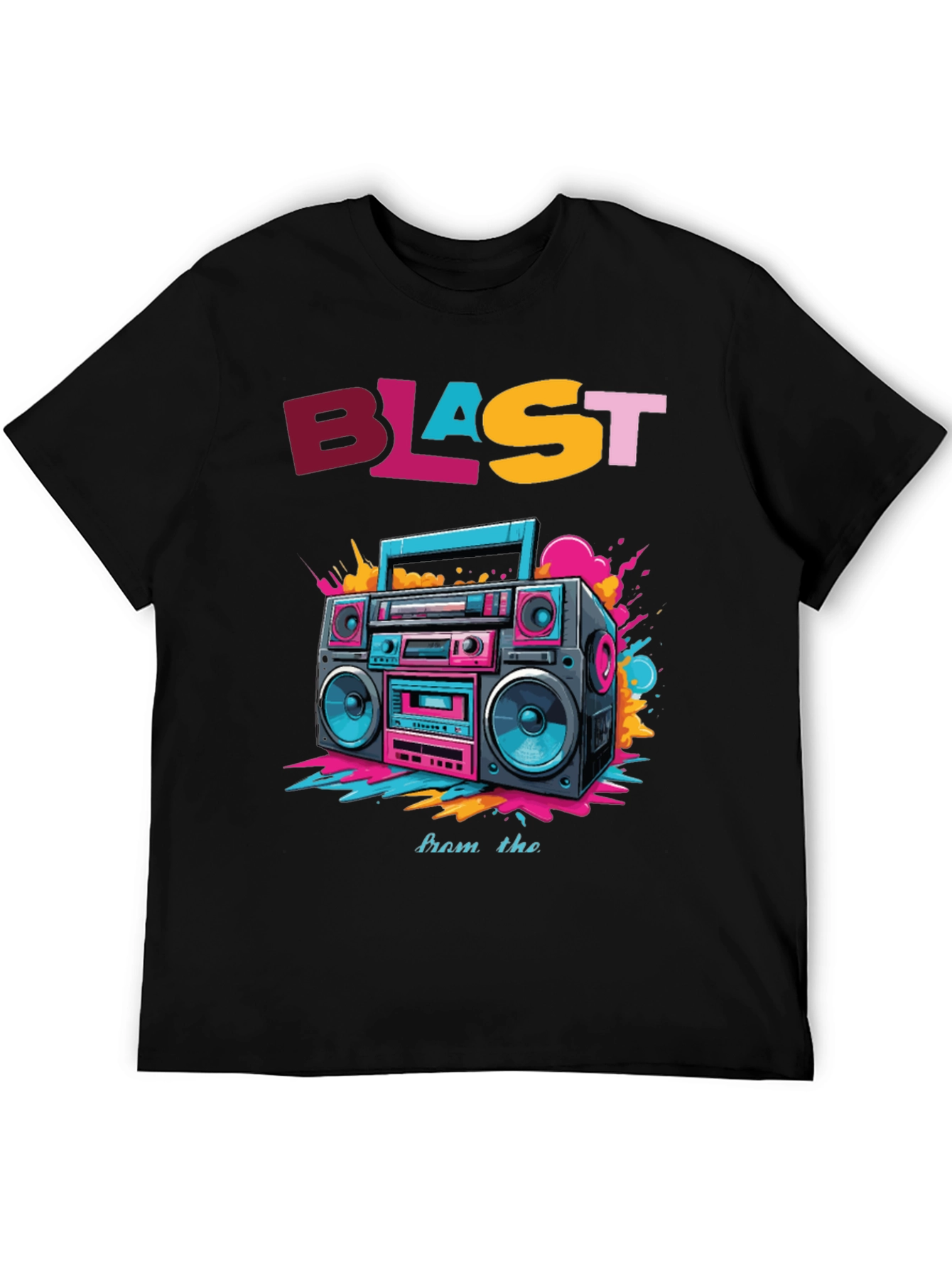 Black Retro Boombox Graphic Tee - Blast from the Past! view 5