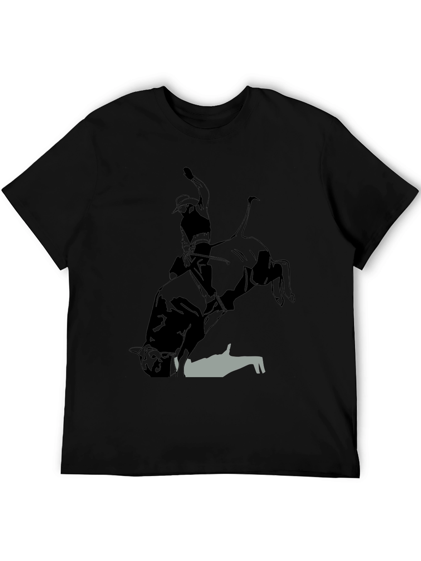 Black Bull Riding Graphic Tee - Cowboy Rodeo T-Shirt view 5