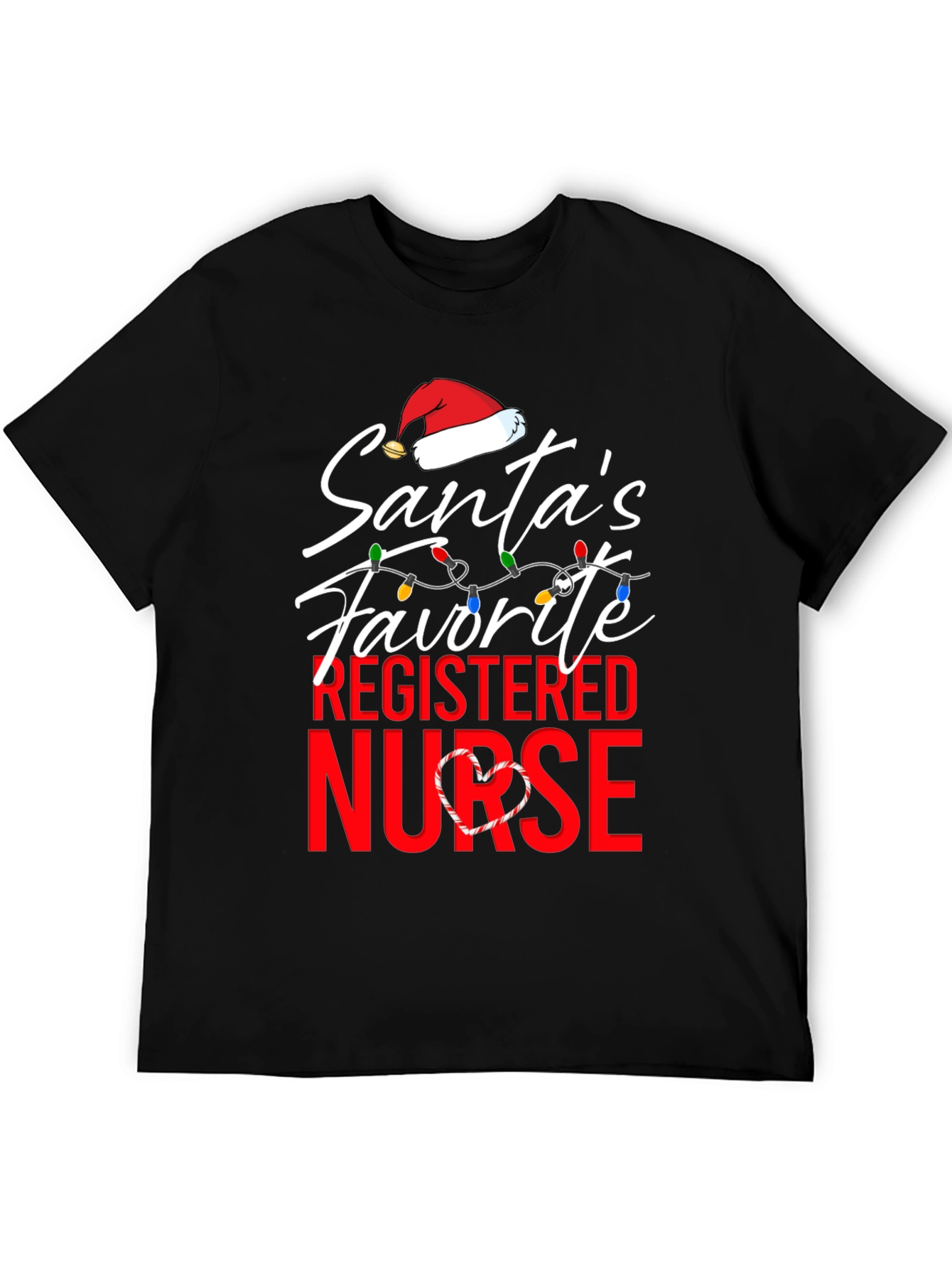 Black Santa's Favorite Nurse T-Shirt Christmas Holiday Registered Nurse view 5