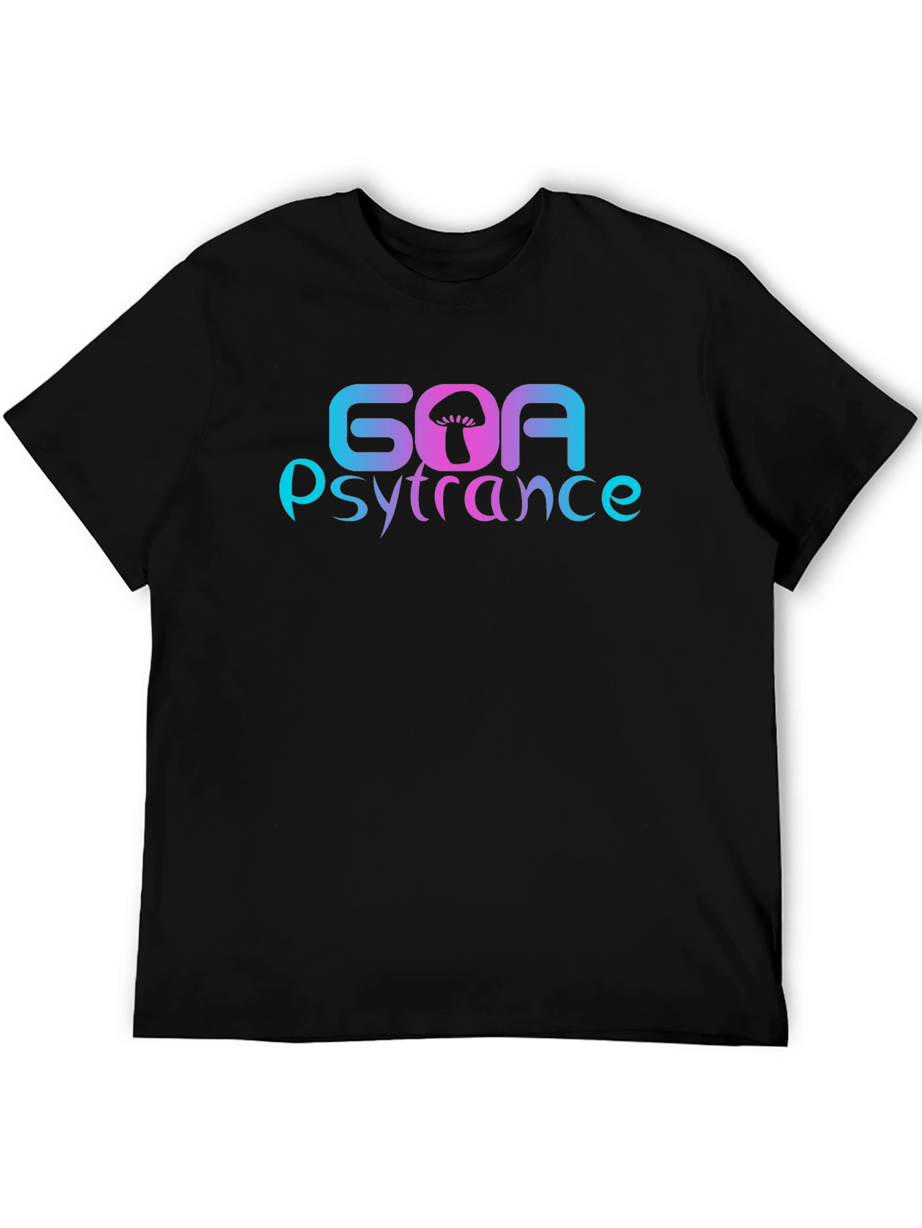Black Goa Psytrance Mushroom Graphic T-Shirt view 5