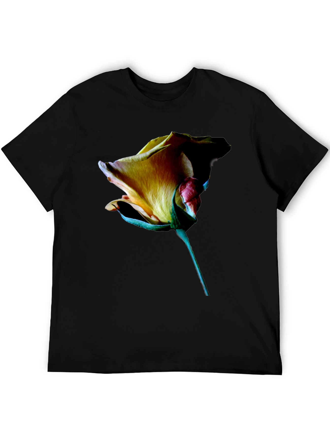 Black Rose Graphic Tee - Elegant Floral Design view 5