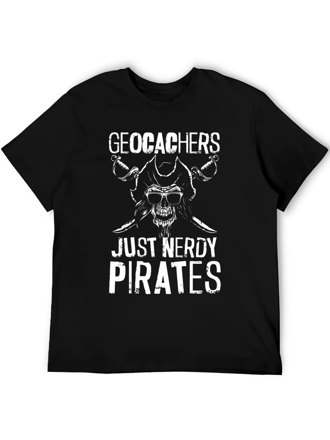 Black Geocachers Just Nerdy Pirates T-Shirt view 5