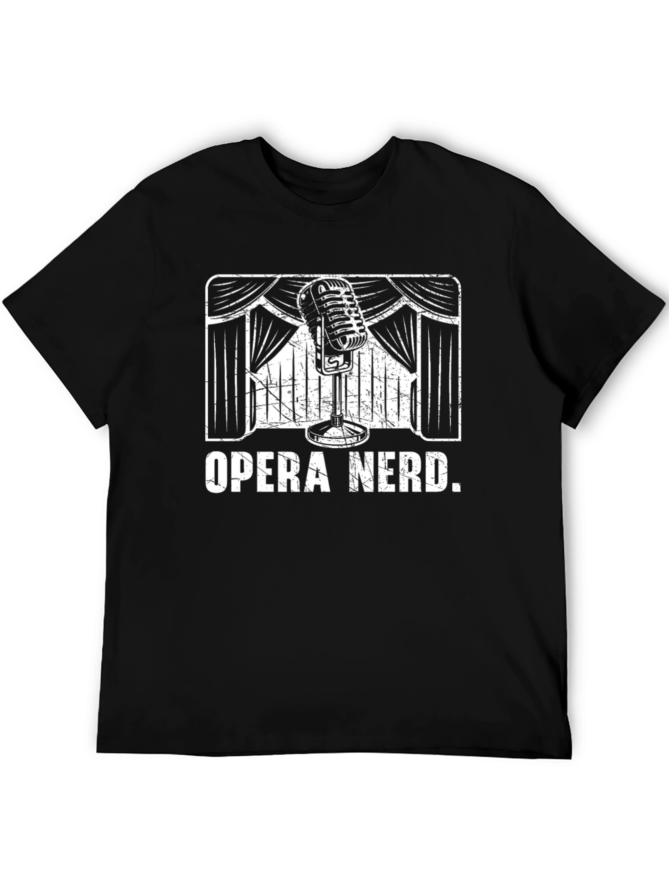 Black Opera Nerd Graphic Tee - Vintage Microphone Design view 5