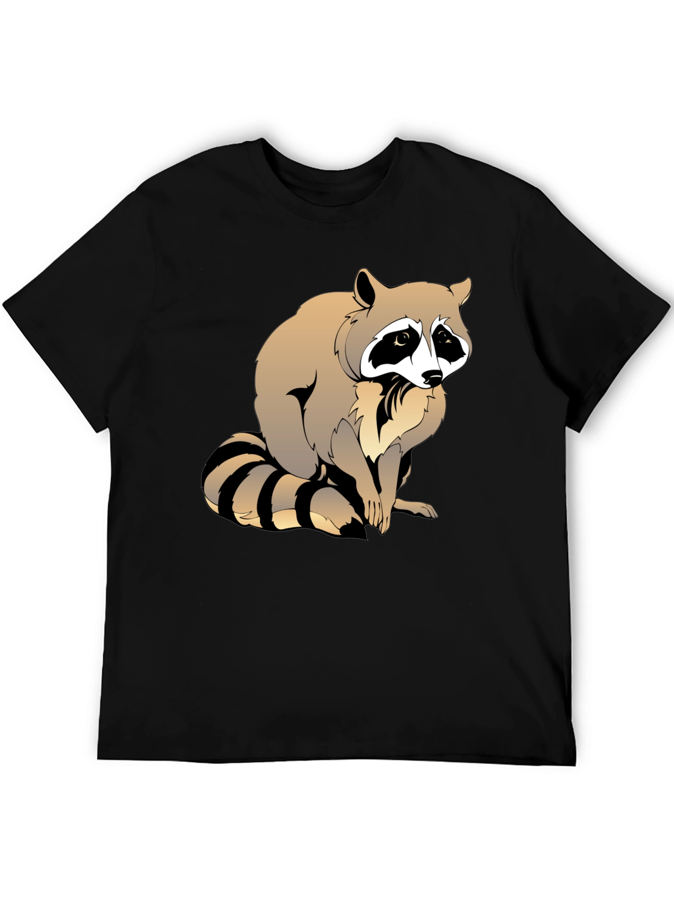 Black Raccoon Graphic T-Shirt - Men's Black Crew Neck Tee view 5