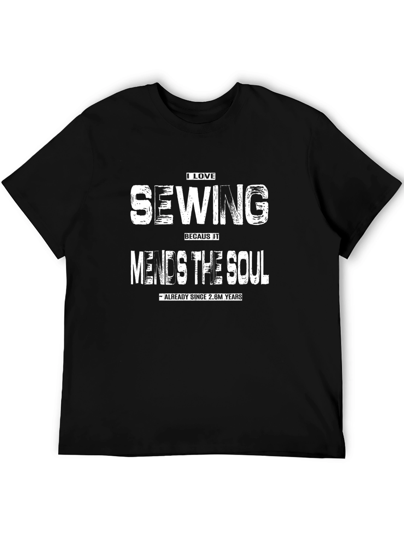 Black I Love Sewing T-Shirt: Mends the Soul view 5