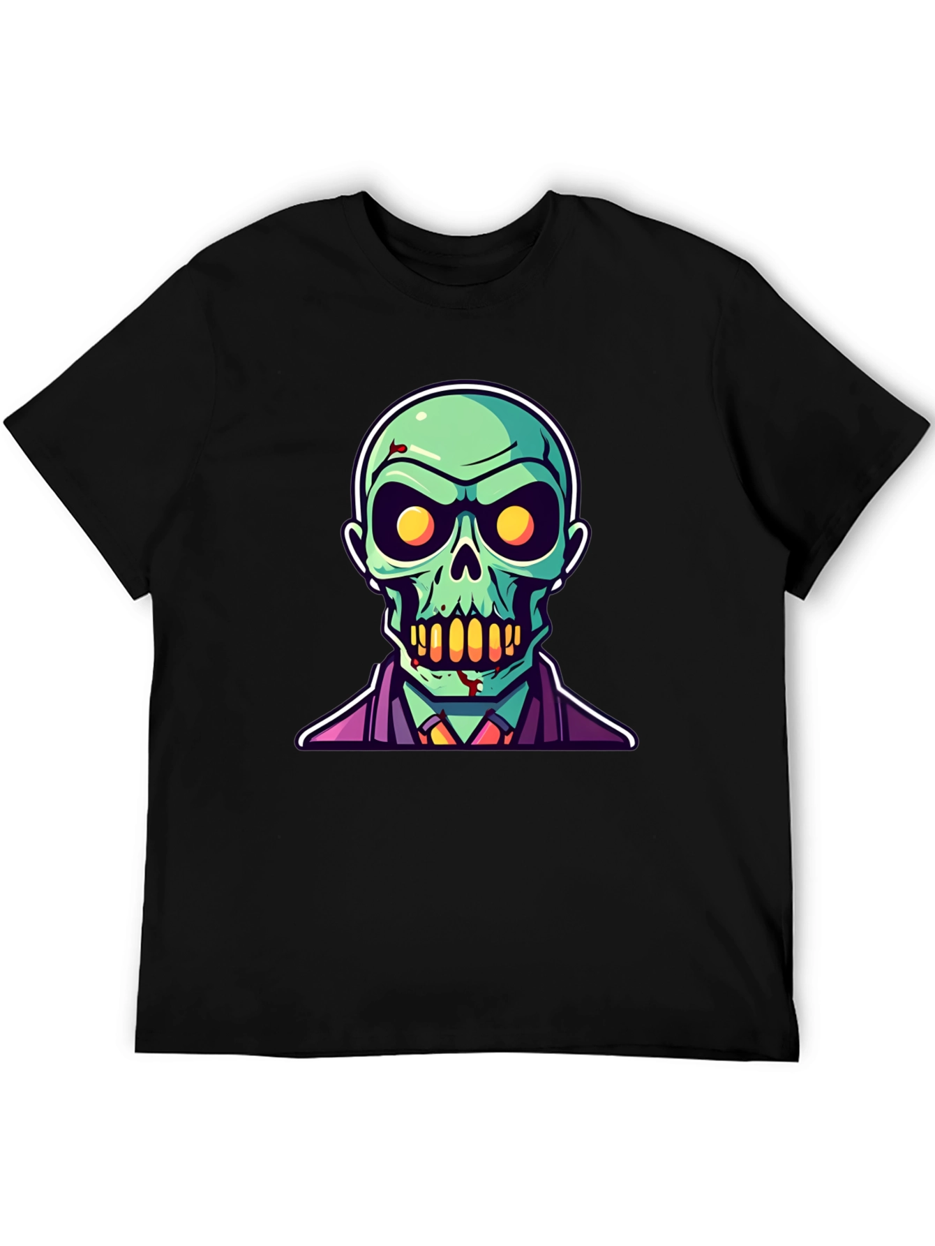 Black Zombie Cartoon Graphic Tee - Black Halloween Shirt view 5