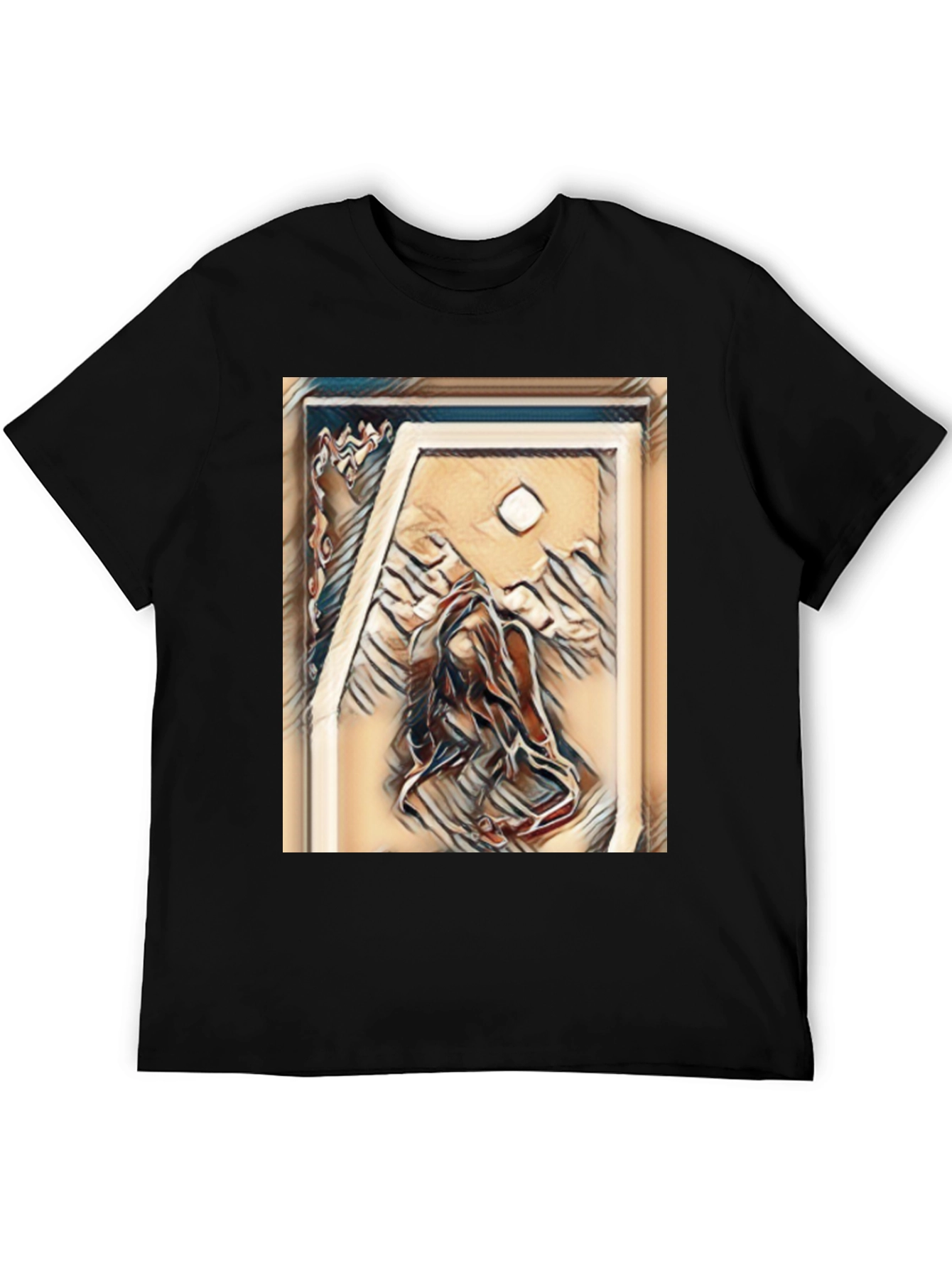 Black Abstract Art Tee - Black Cotton Blend view 5