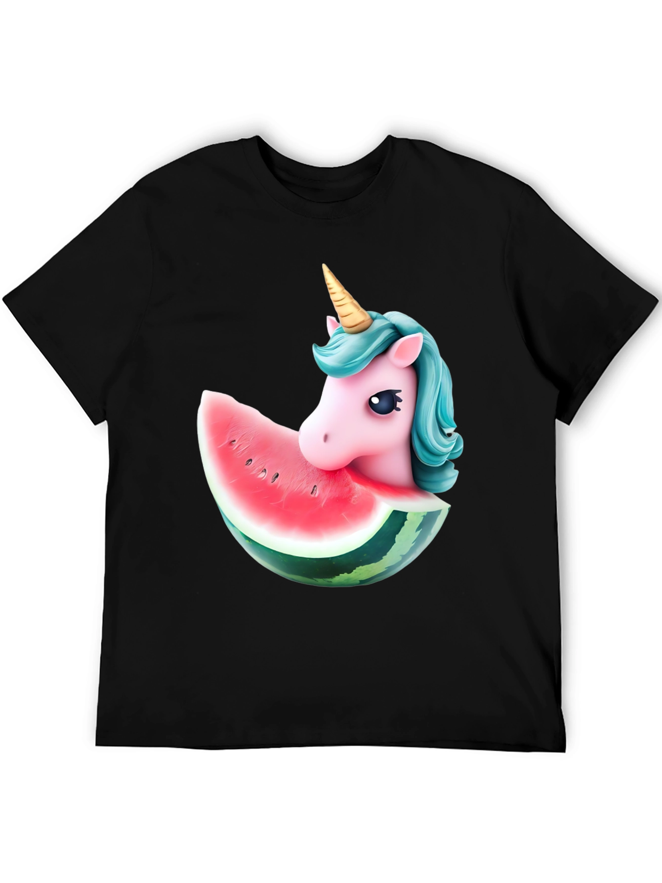 Black Unicorn Watermelon Graphic T-Shirt view 5