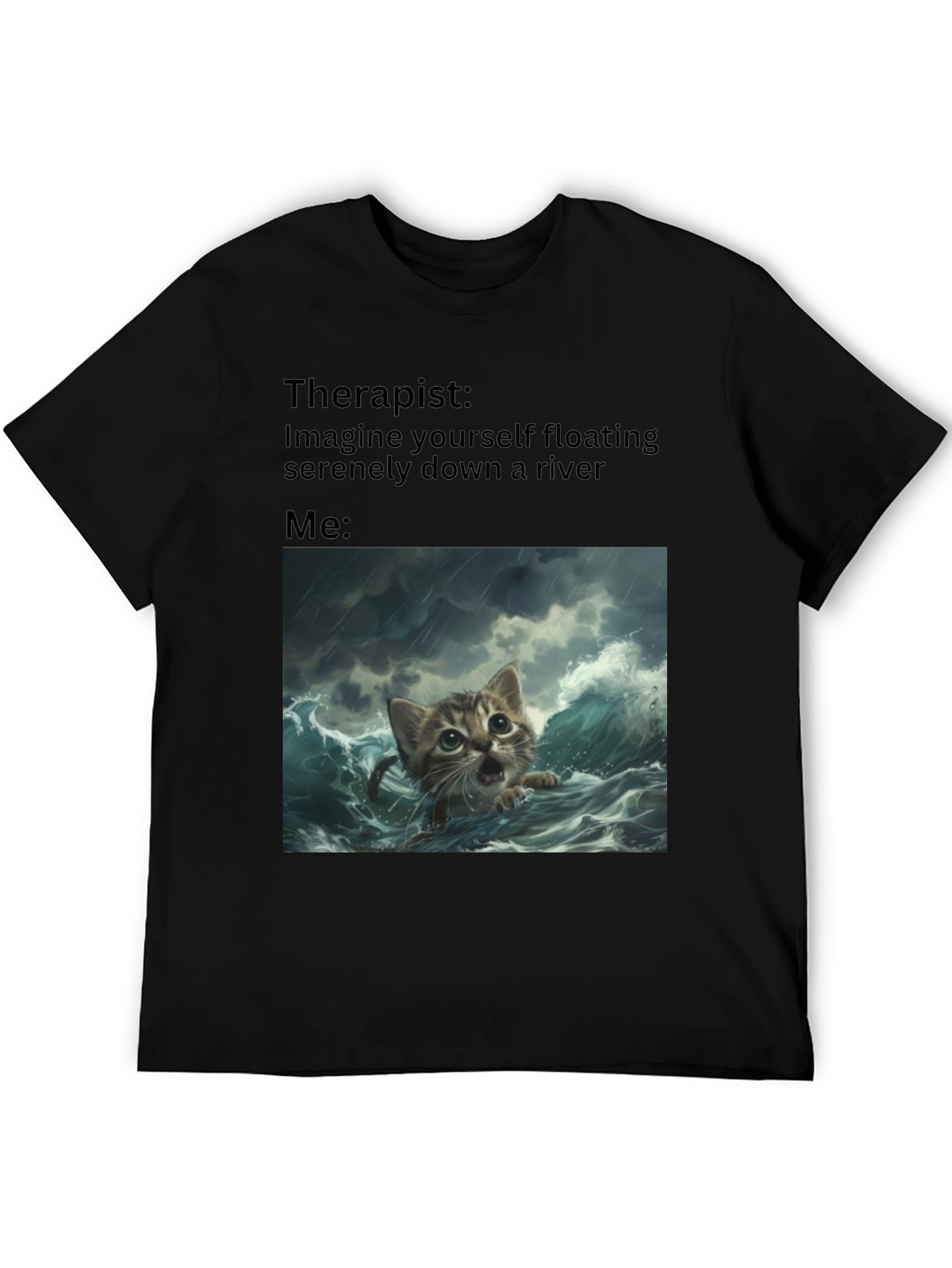 Black Therapist River Cat T-Shirt view 5
