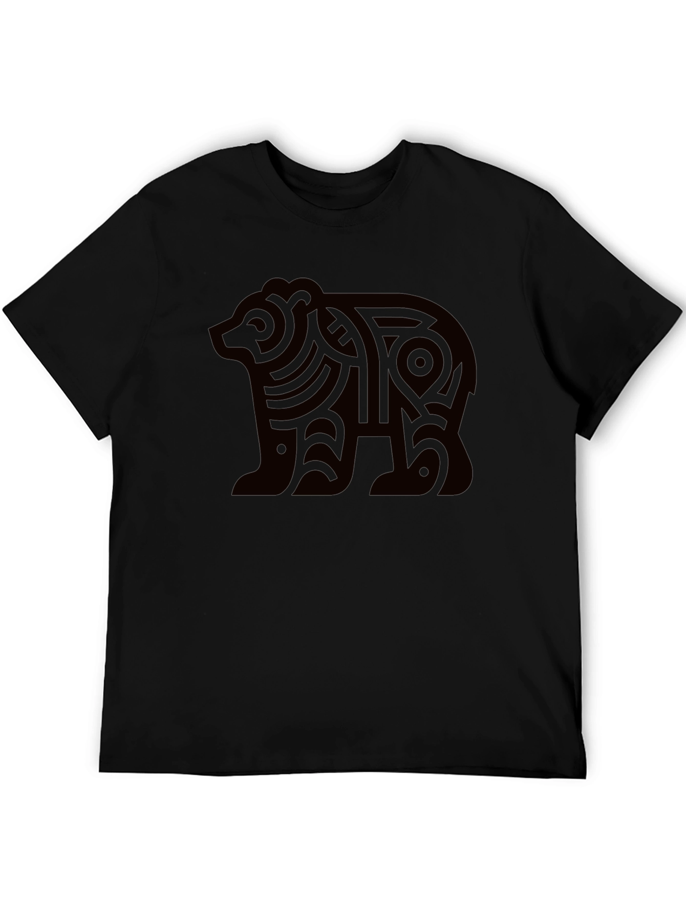 Black Tribal Bear Graphic Tee - Modern Black T-Shirt view 5