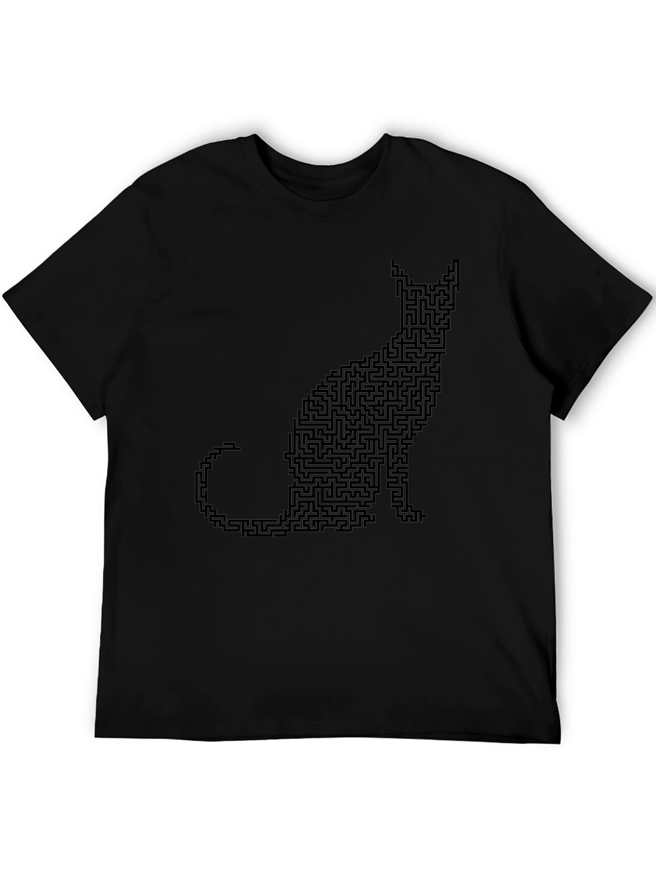 Black Cat Maze Graphic Tee - Black Cotton T-Shirt view 5