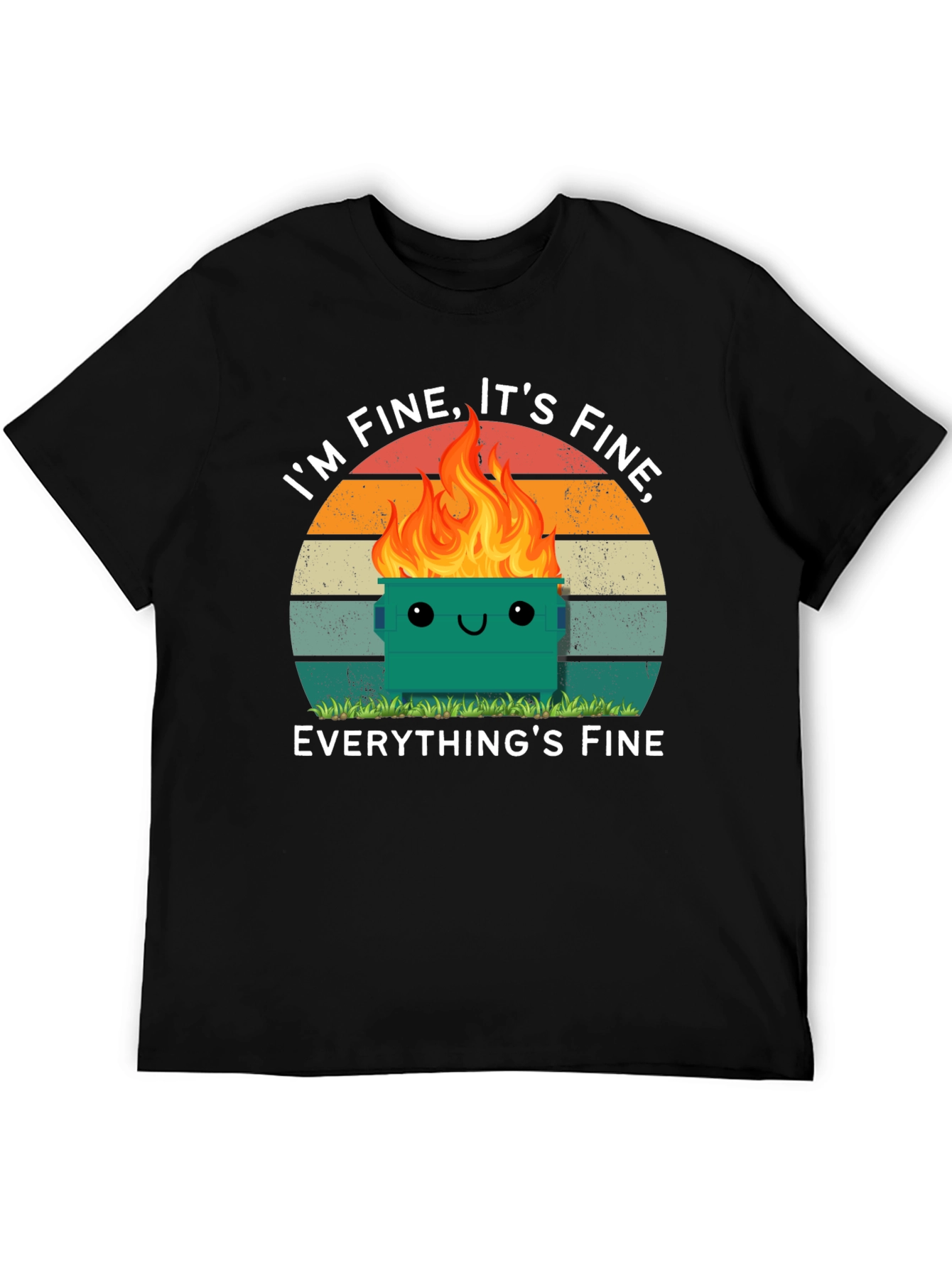 Black I'm Fine Dumpster Fire T-Shirt - Everything's Fine Meme Tee view 5